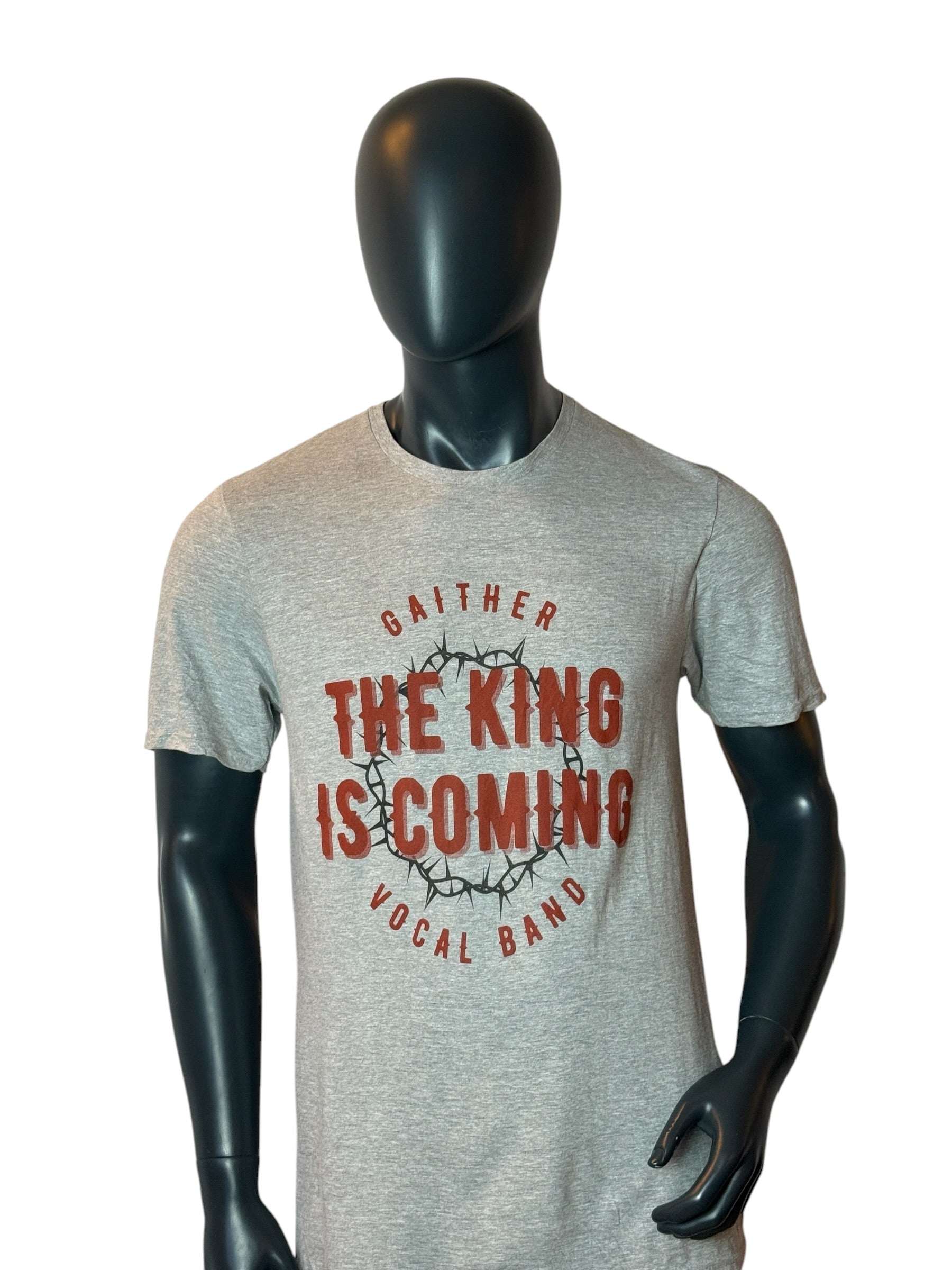 Vintage Graphic T Shirt Grey The King Is Coming