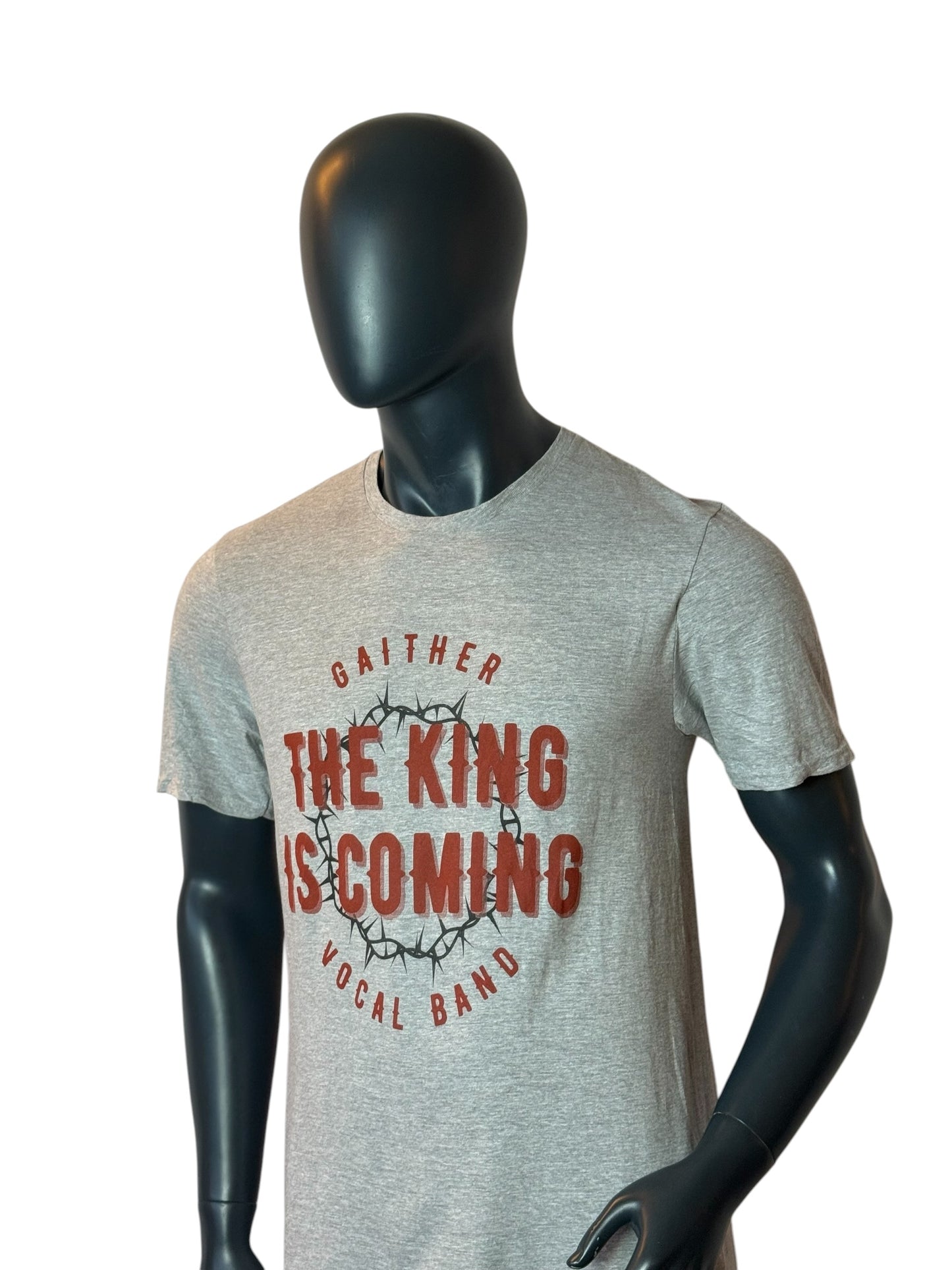 Vintage Graphic T Shirt Grey The King Is Coming Size M
