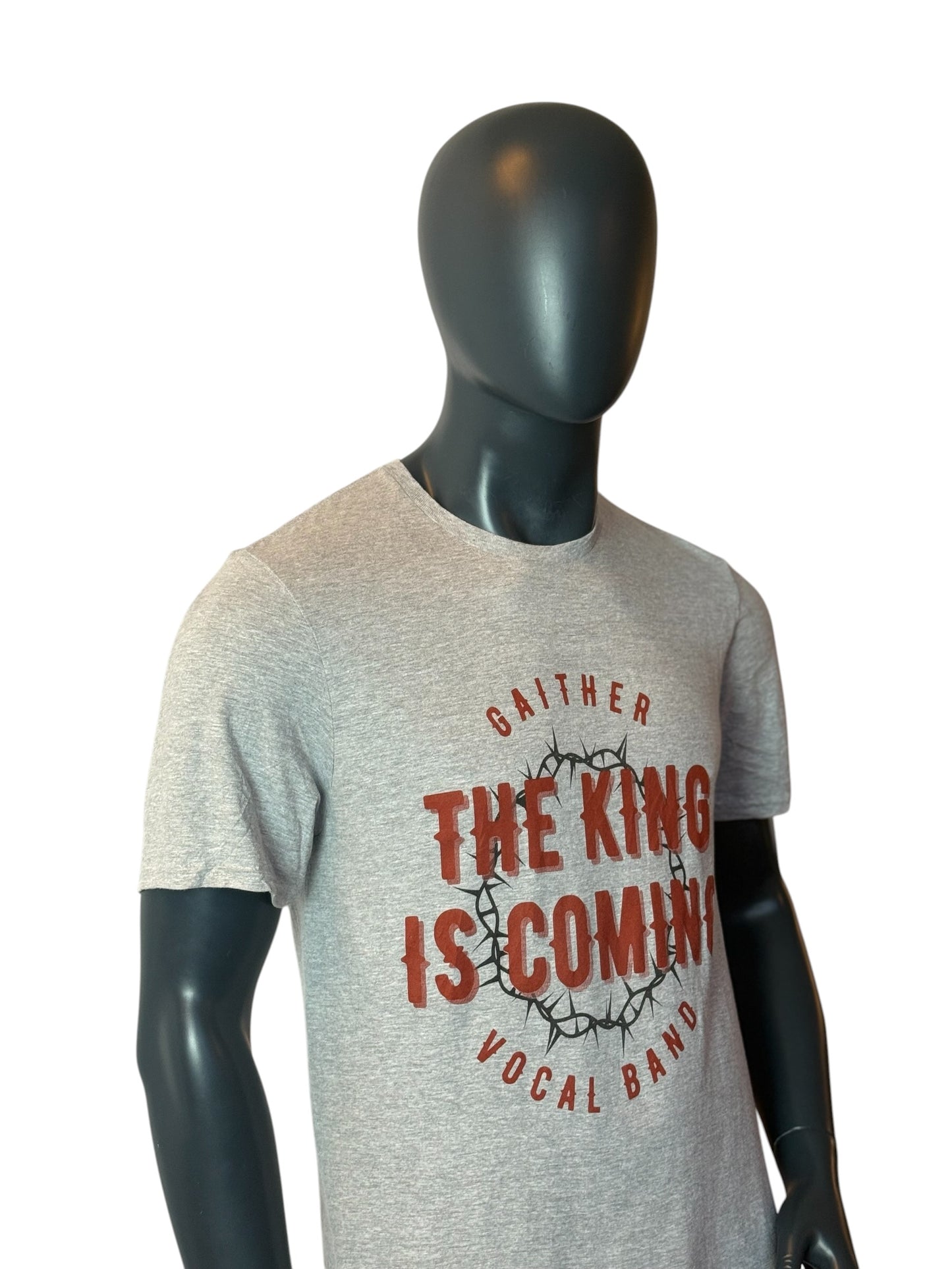 Vintage Graphic T Shirt Grey The King Is Coming Size M