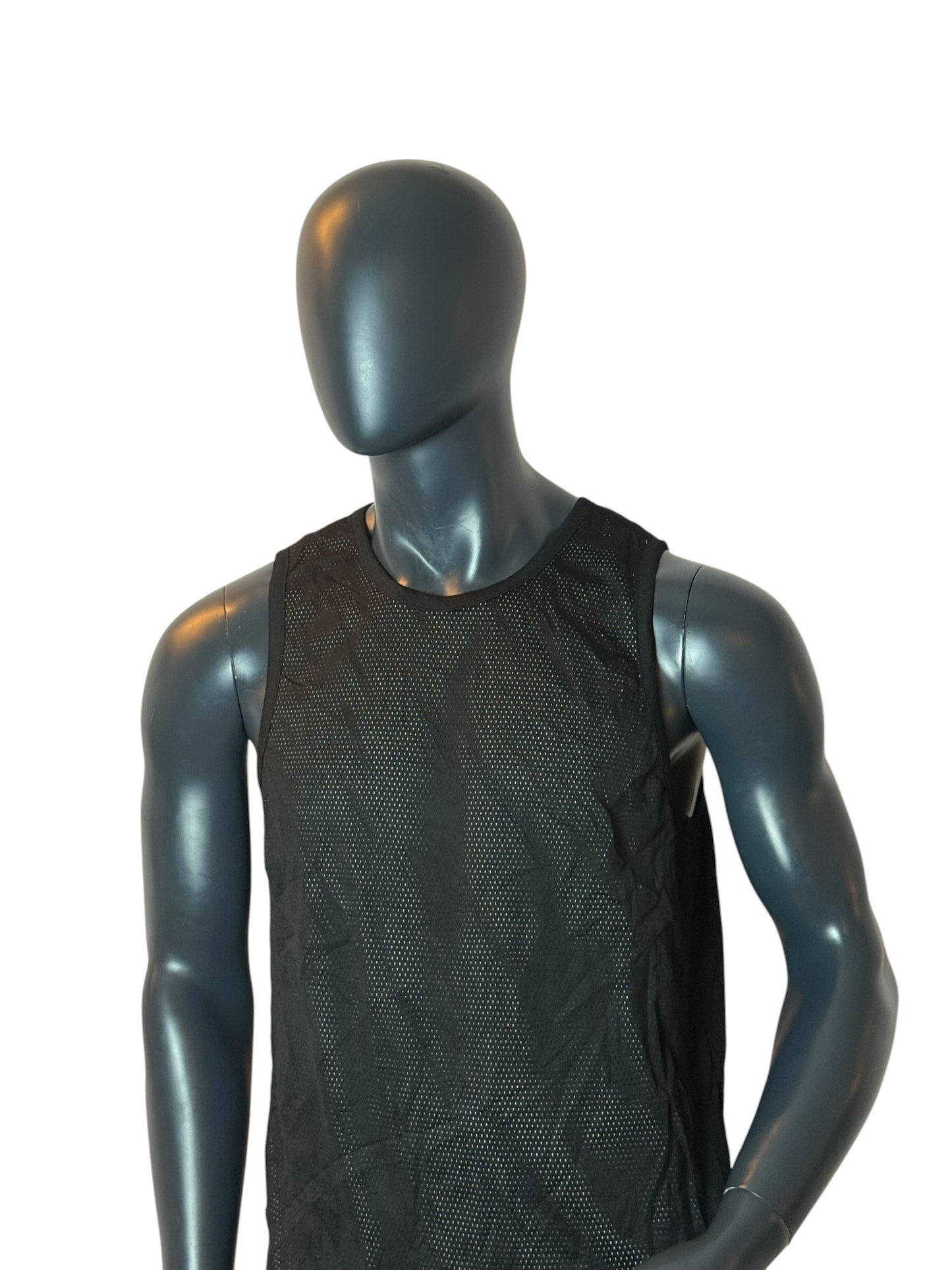 Vintage Black Mesh Tank Top / Jersey Size L