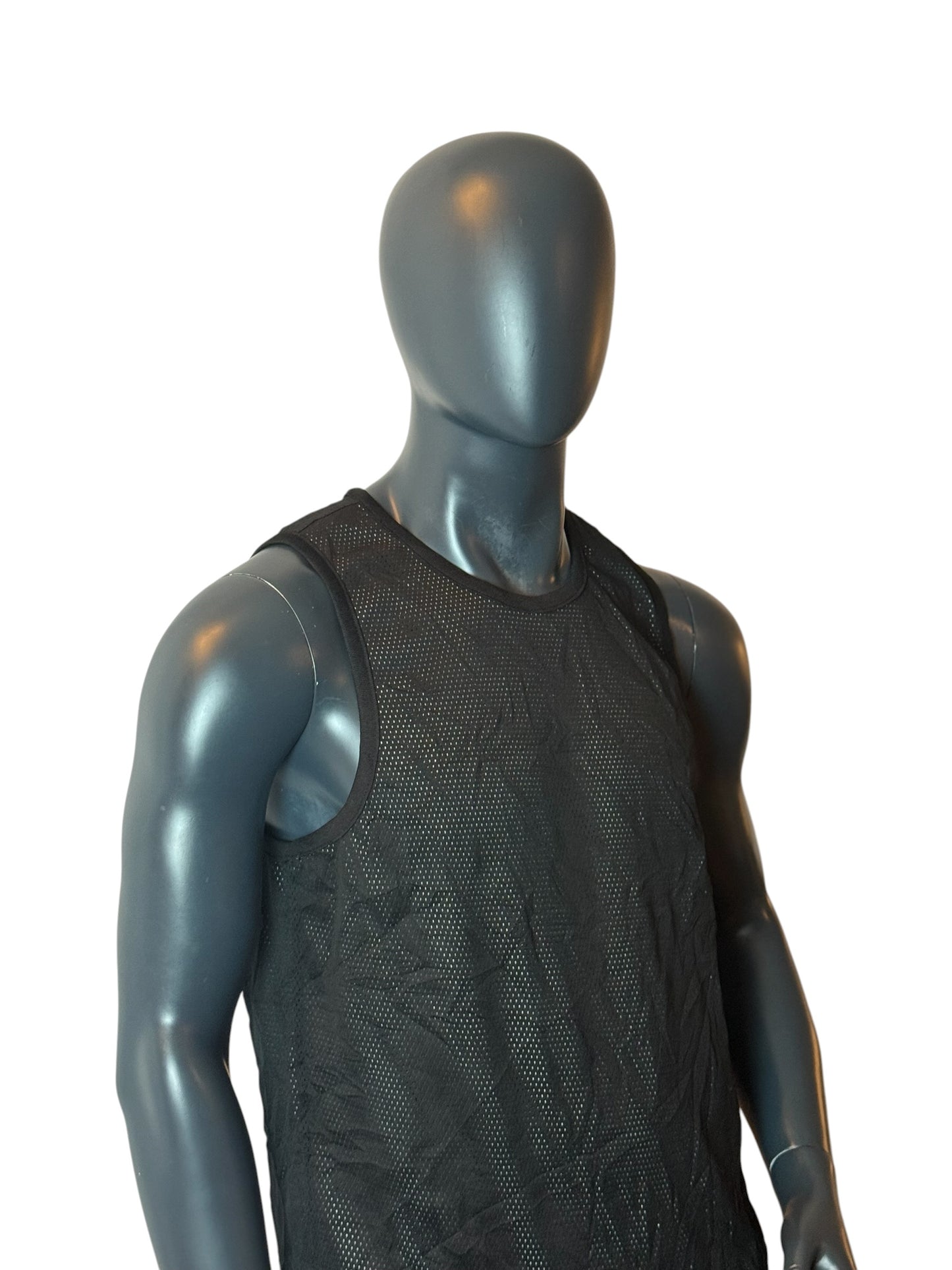Vintage Black Mesh Tank Top / Jersey Size L