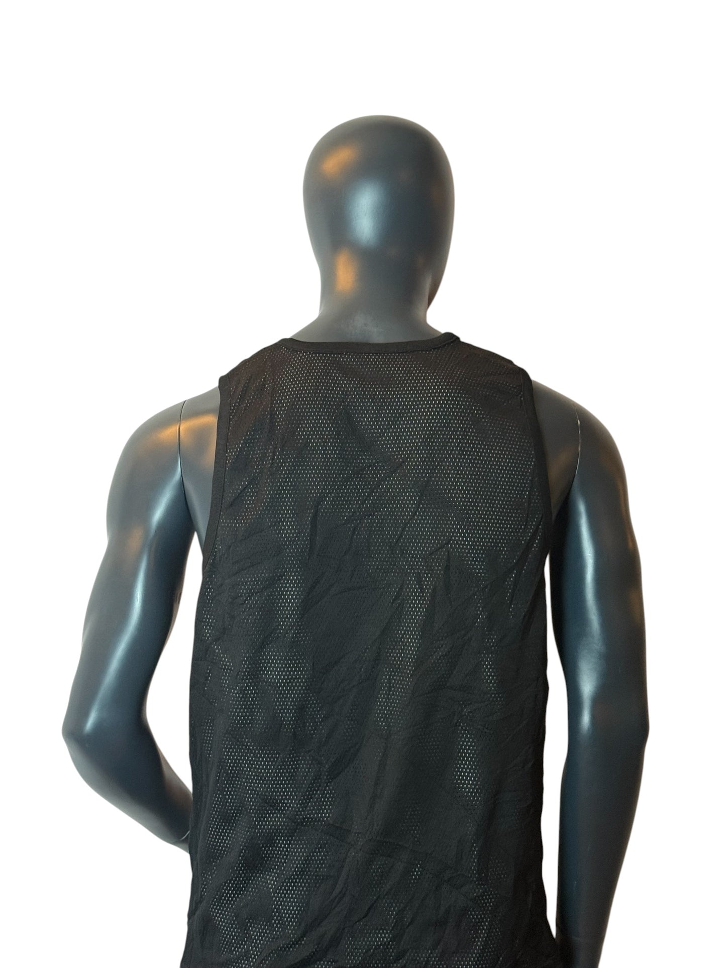 Vintage Black Mesh Tank Top / Jersey Size L