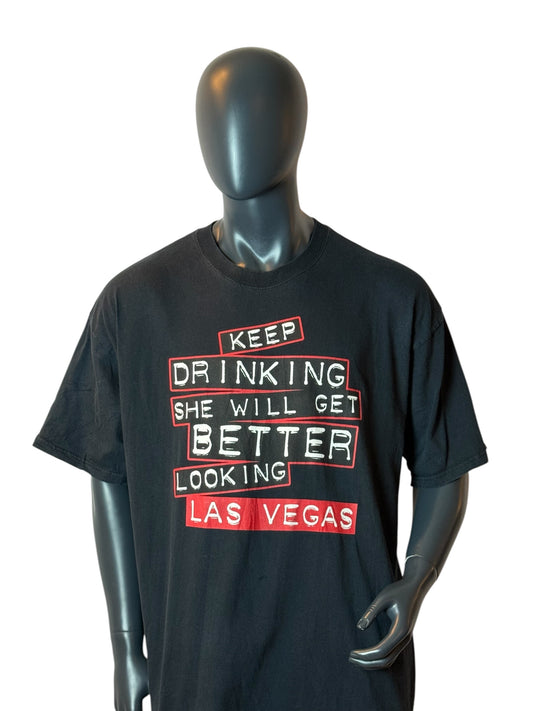 Vintage Las Vegas Keep Drinking Graphic T-Shirt Black