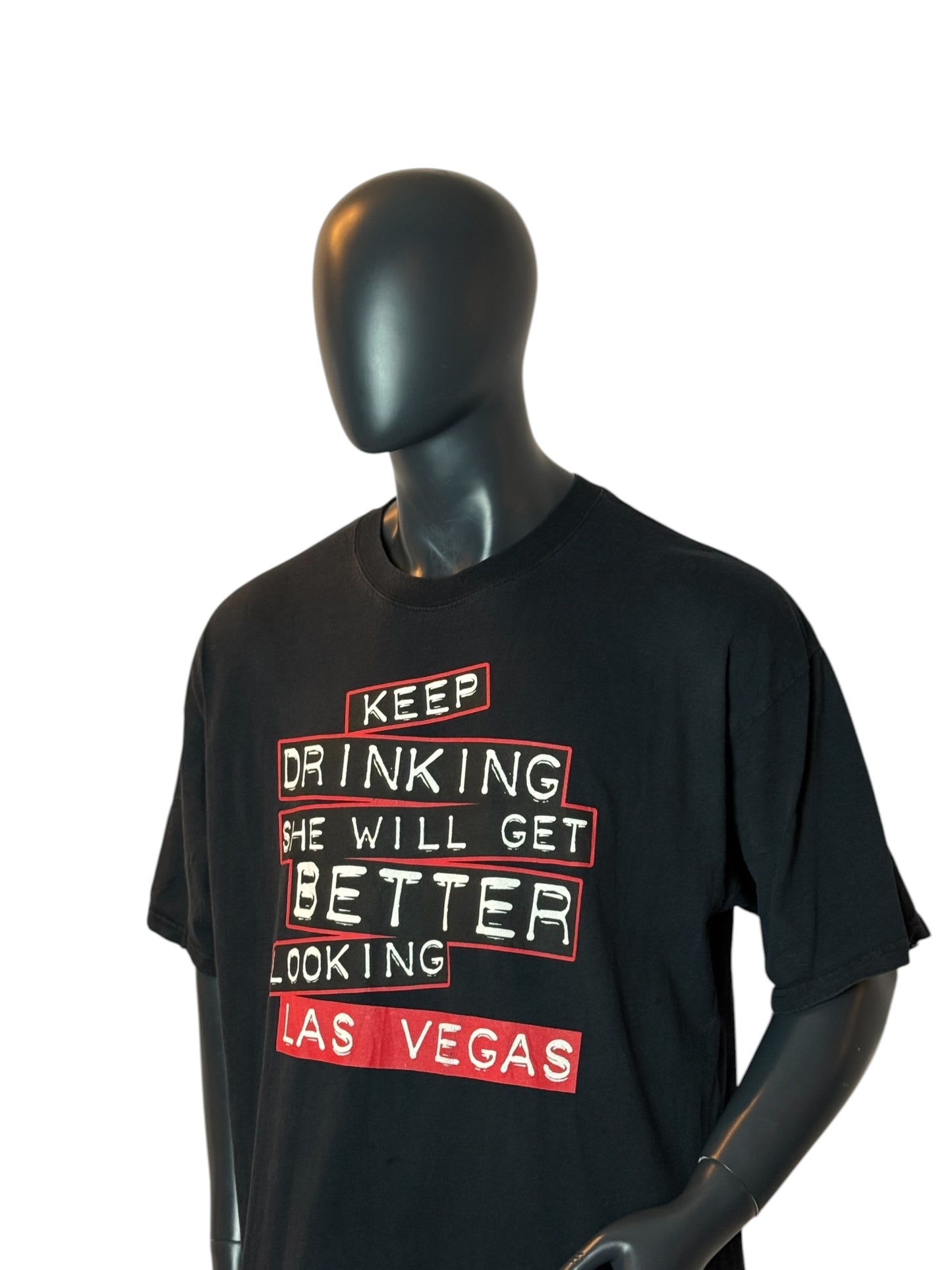 Vintage Las Vegas “Keep Drinking” Graphic T-Shirt Black Size 2XL