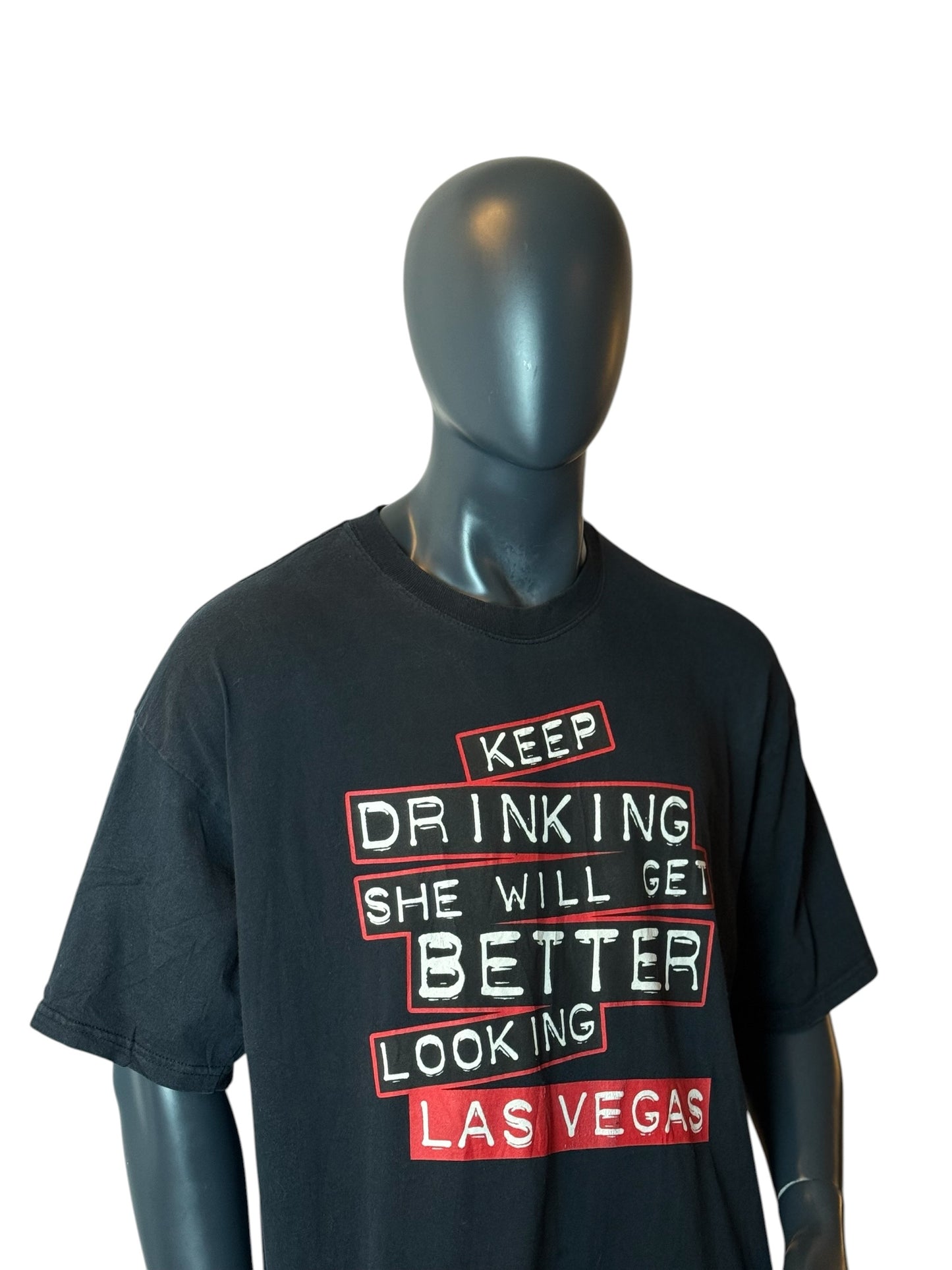 Vintage Las Vegas “Keep Drinking” Graphic T-Shirt Black Size 2XL
