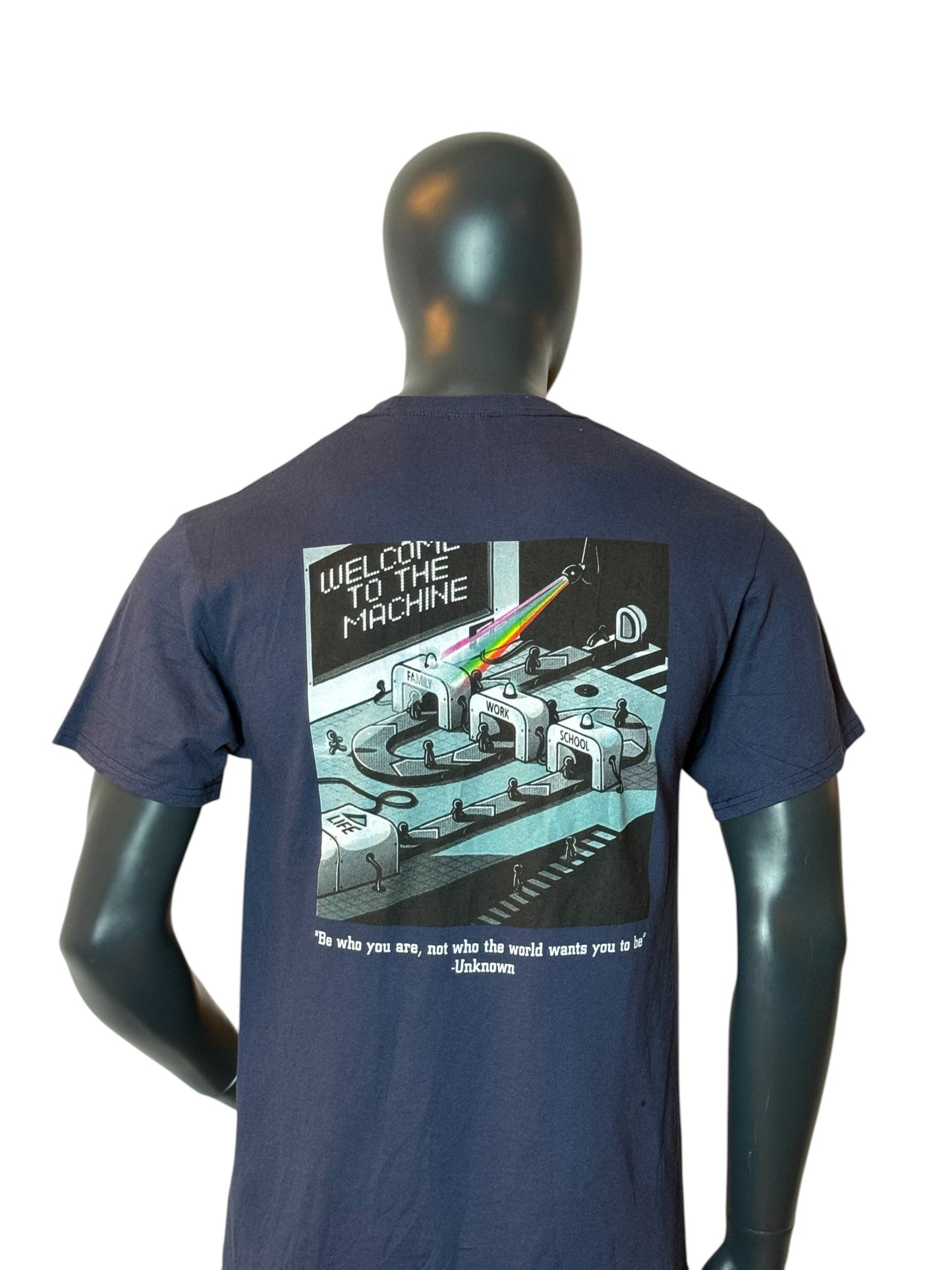 Welcome To The Machine Band T-Shirt Vintage Style Navy Size M
