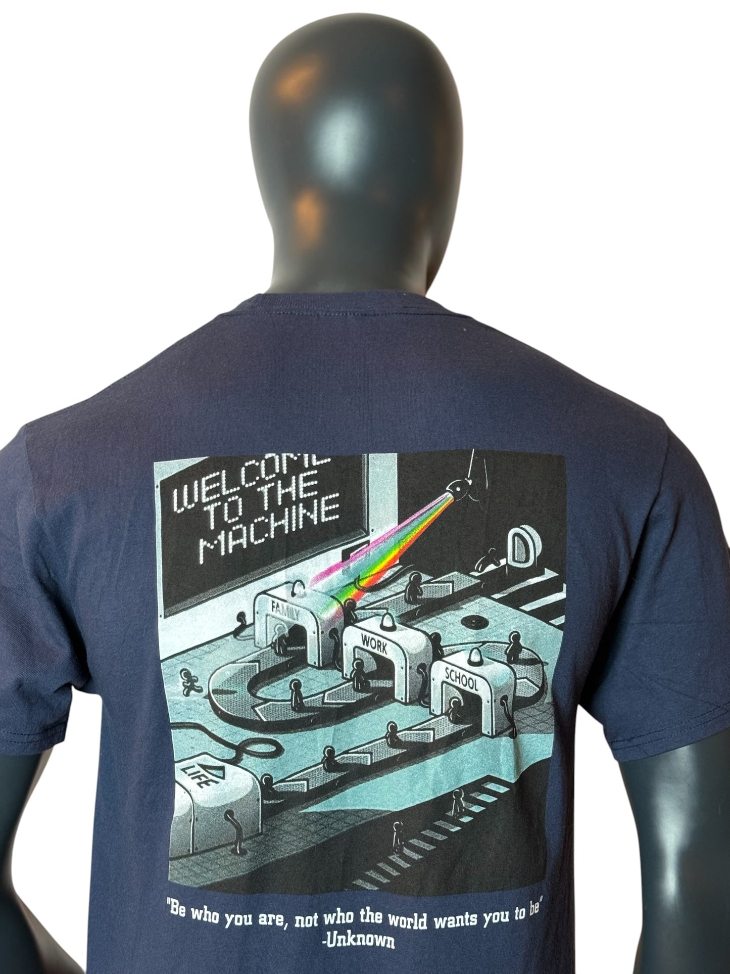 Welcome To The Machine Band T-Shirt Vintage Style Navy Size M