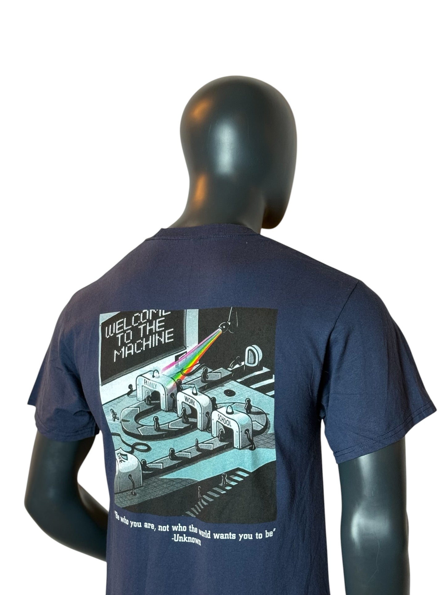 Welcome To The Machine Band T-Shirt Vintage Style Navy Size M
