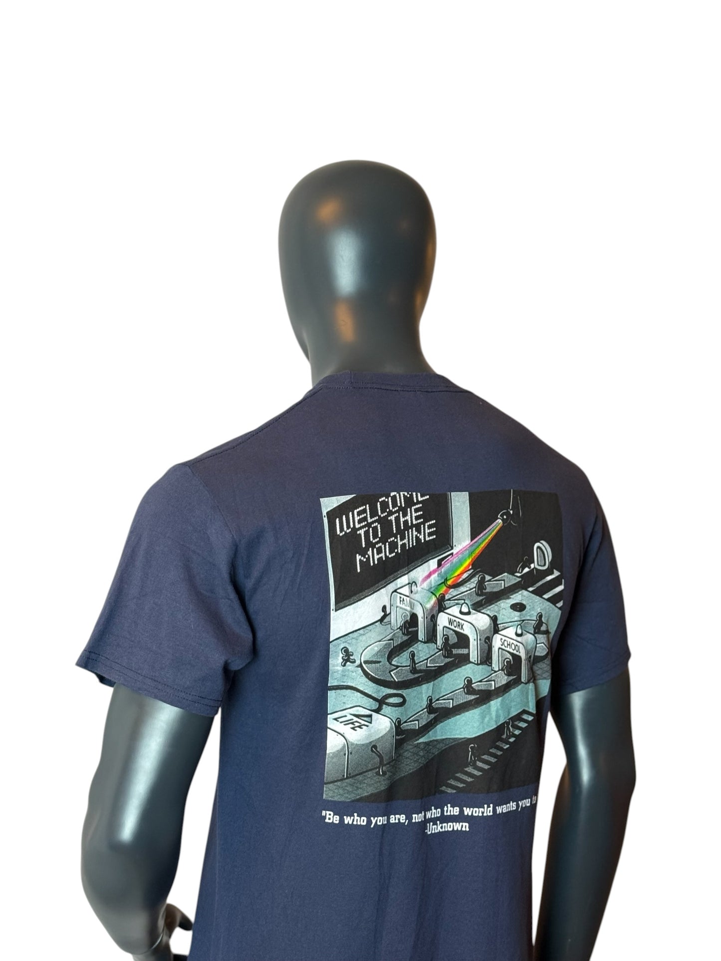 Welcome To The Machine Band T-Shirt Vintage Style Navy Size M