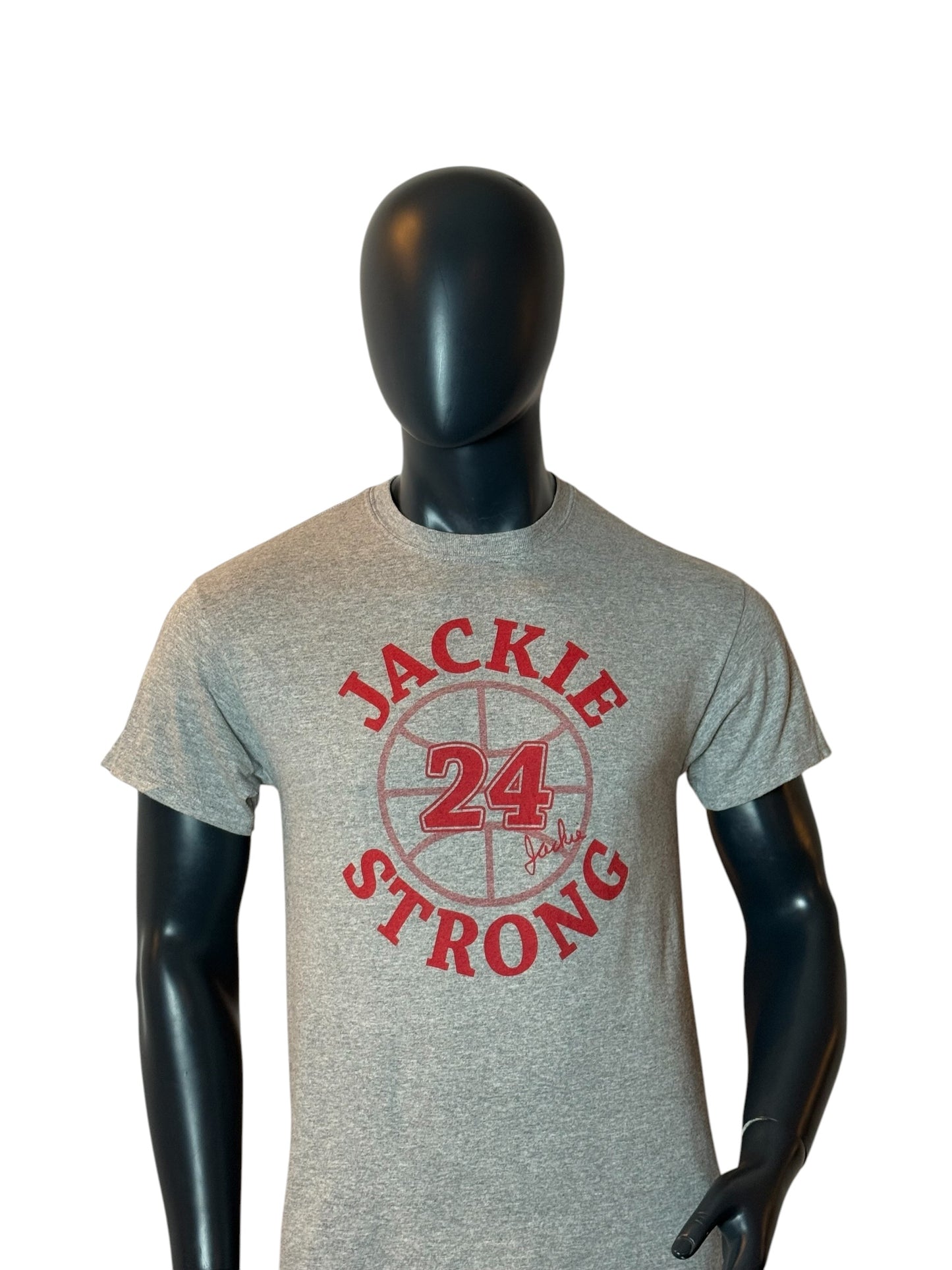 Jackie Strong 24 Basketball T-Shirt Vintage Style Grey Size M