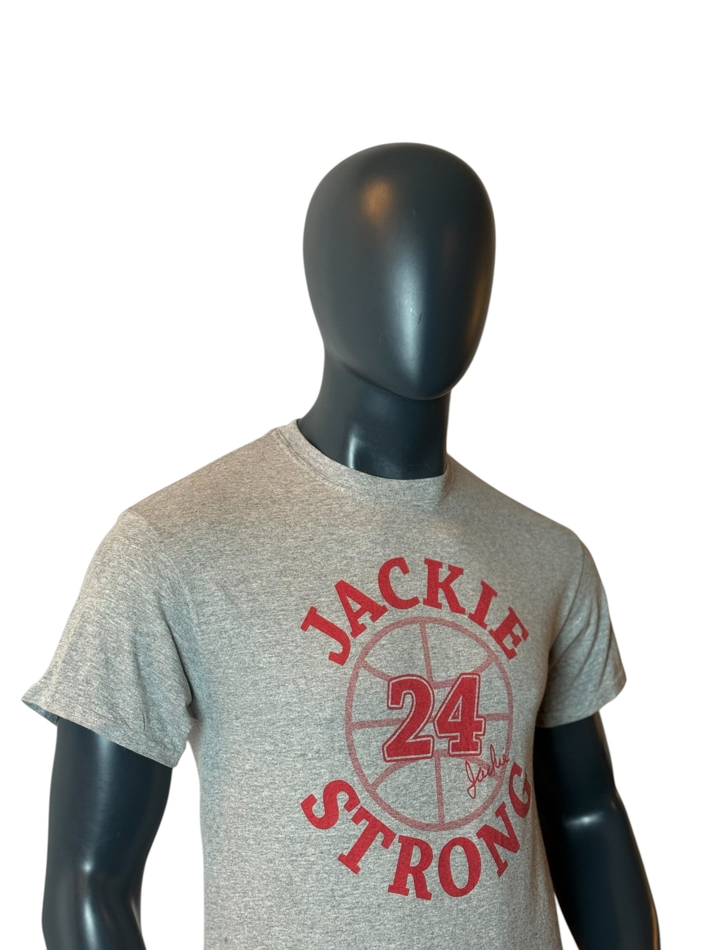 Jackie Strong 24 Basketball T-Shirt Vintage Style Grey Size M
