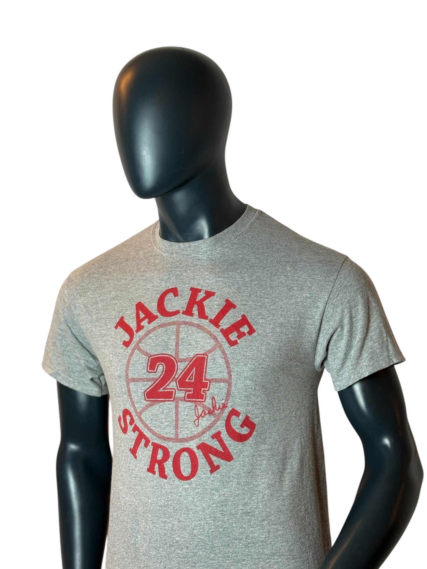 Jackie Strong 24 Basketball T-Shirt Vintage Style Grey Size M