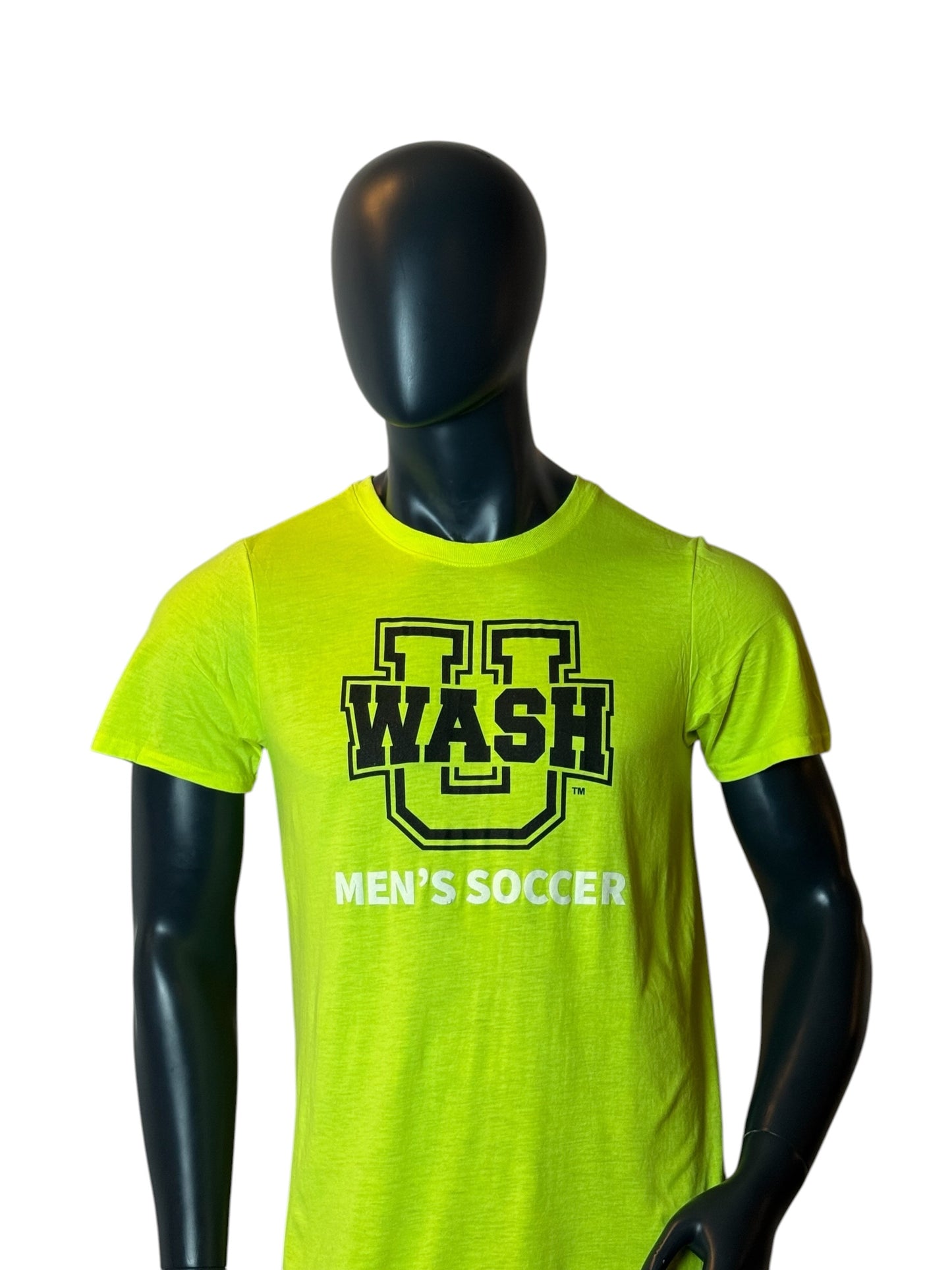 Sports Graphic T-Shirt Neon Green Style “WASH U Men’s Soccer” Size M