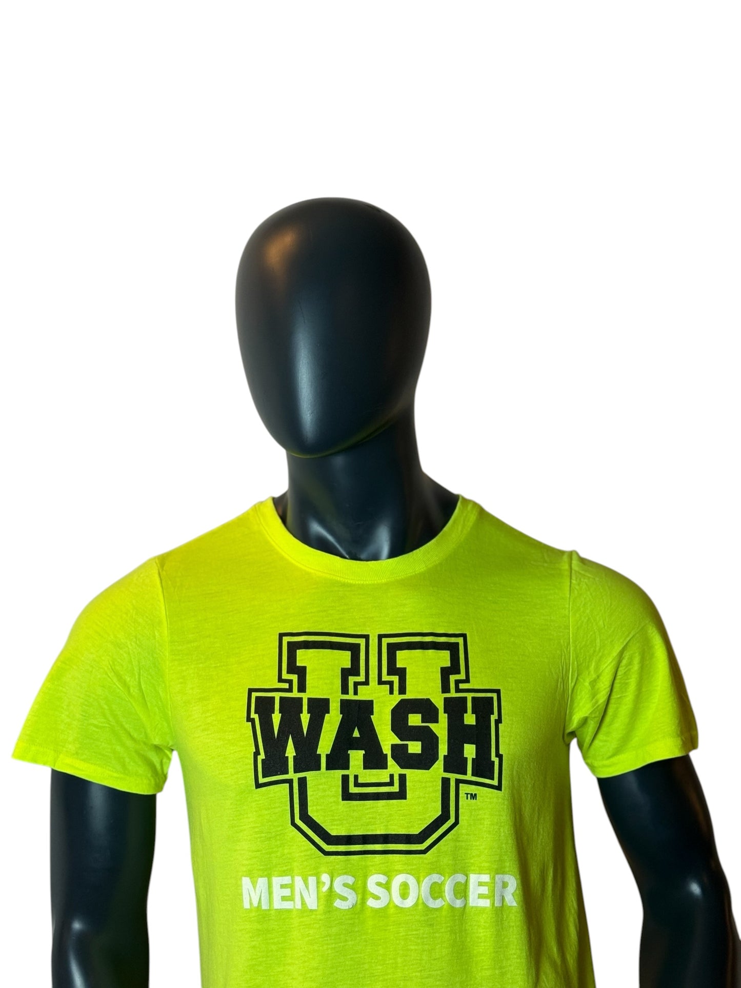 Sports Graphic T-Shirt Neon Green Style “WASH U Men’s Soccer” Size M