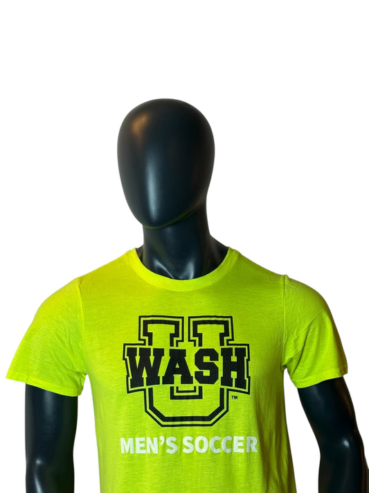 Sports Graphic T-Shirt Neon Green Style WASH U Mens Soccer