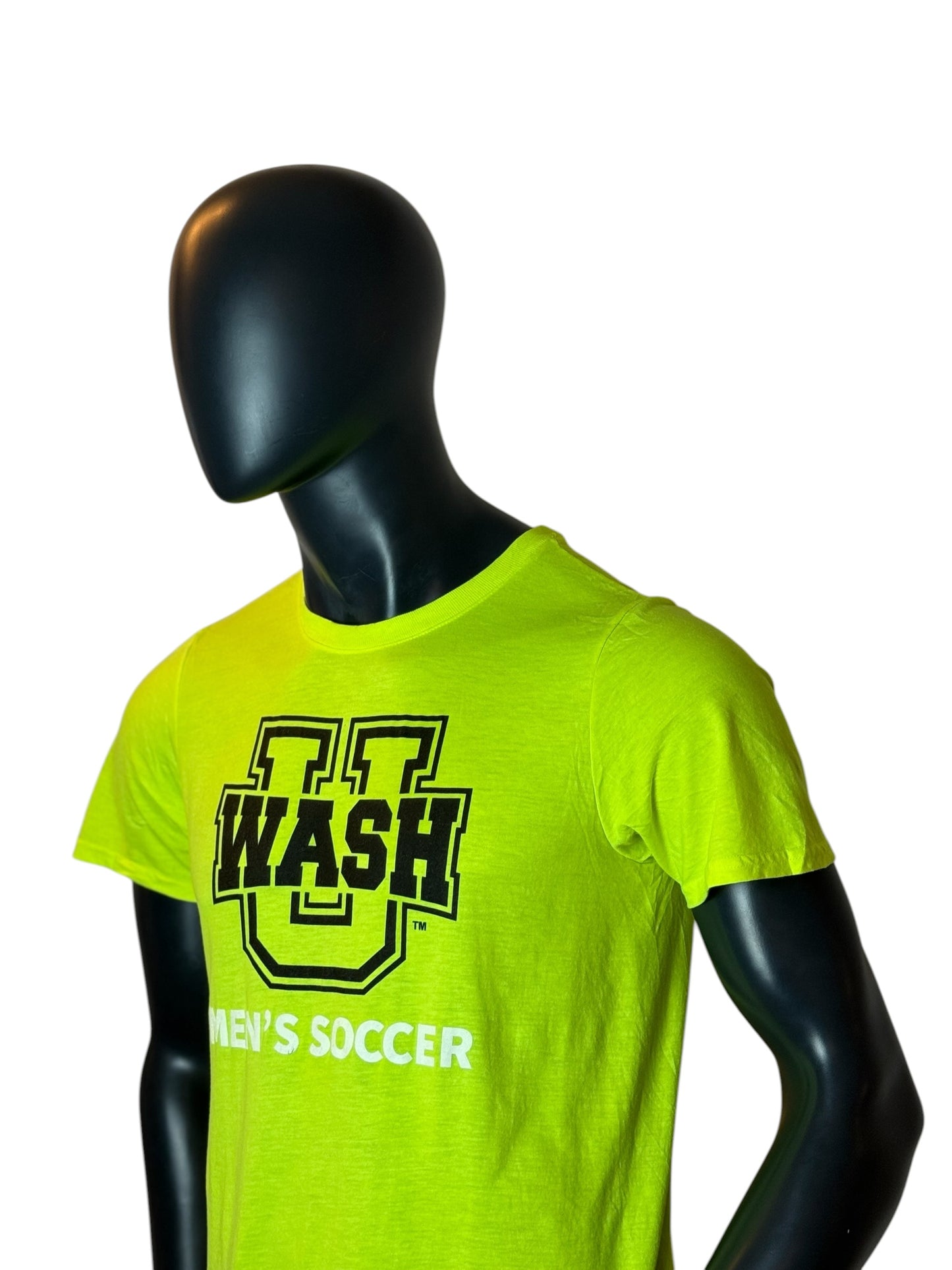 Sports Graphic T-Shirt Neon Green Style “WASH U Men’s Soccer” Size M