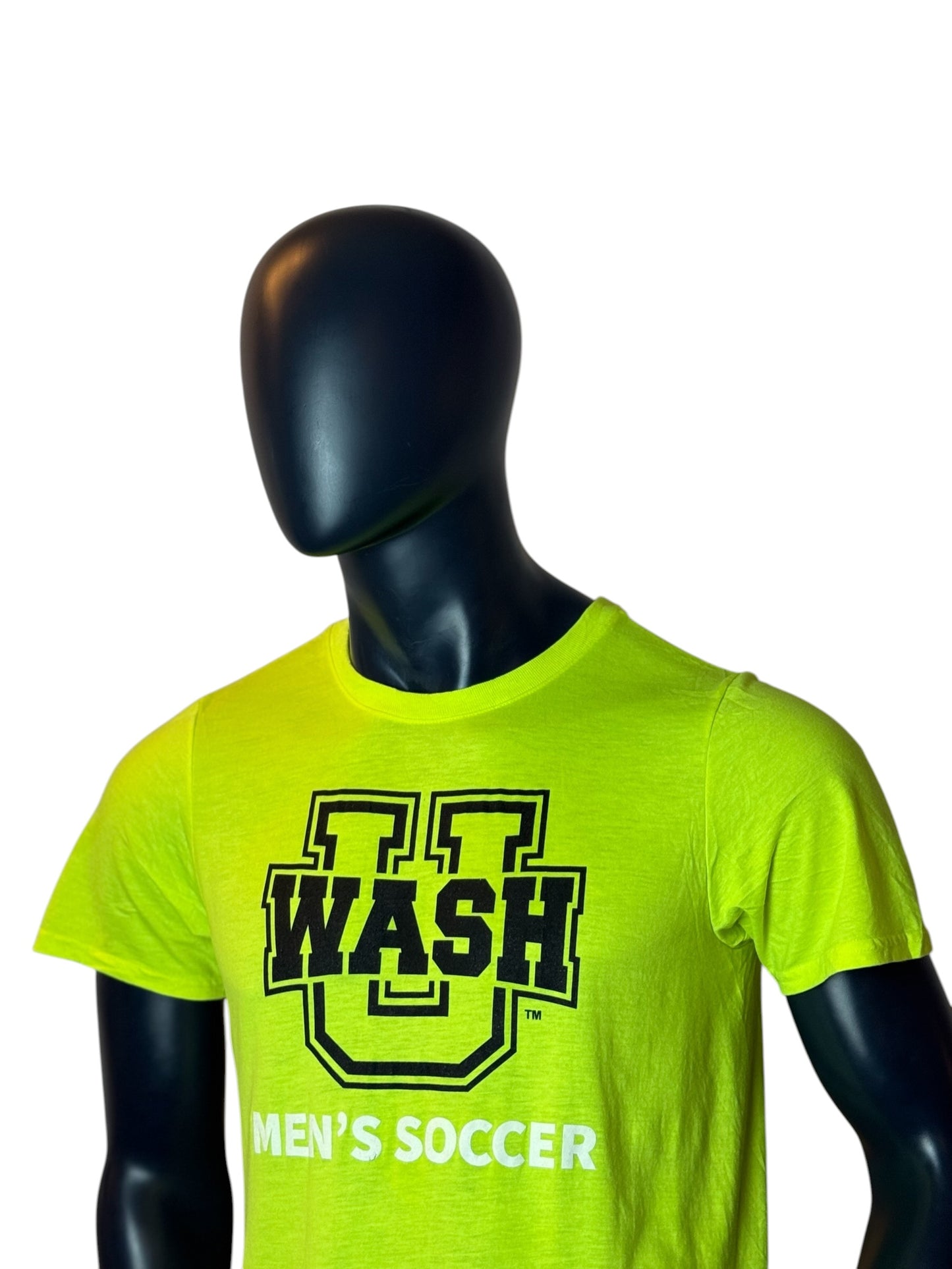Sports Graphic T-Shirt Neon Green Style “WASH U Men’s Soccer” Size M