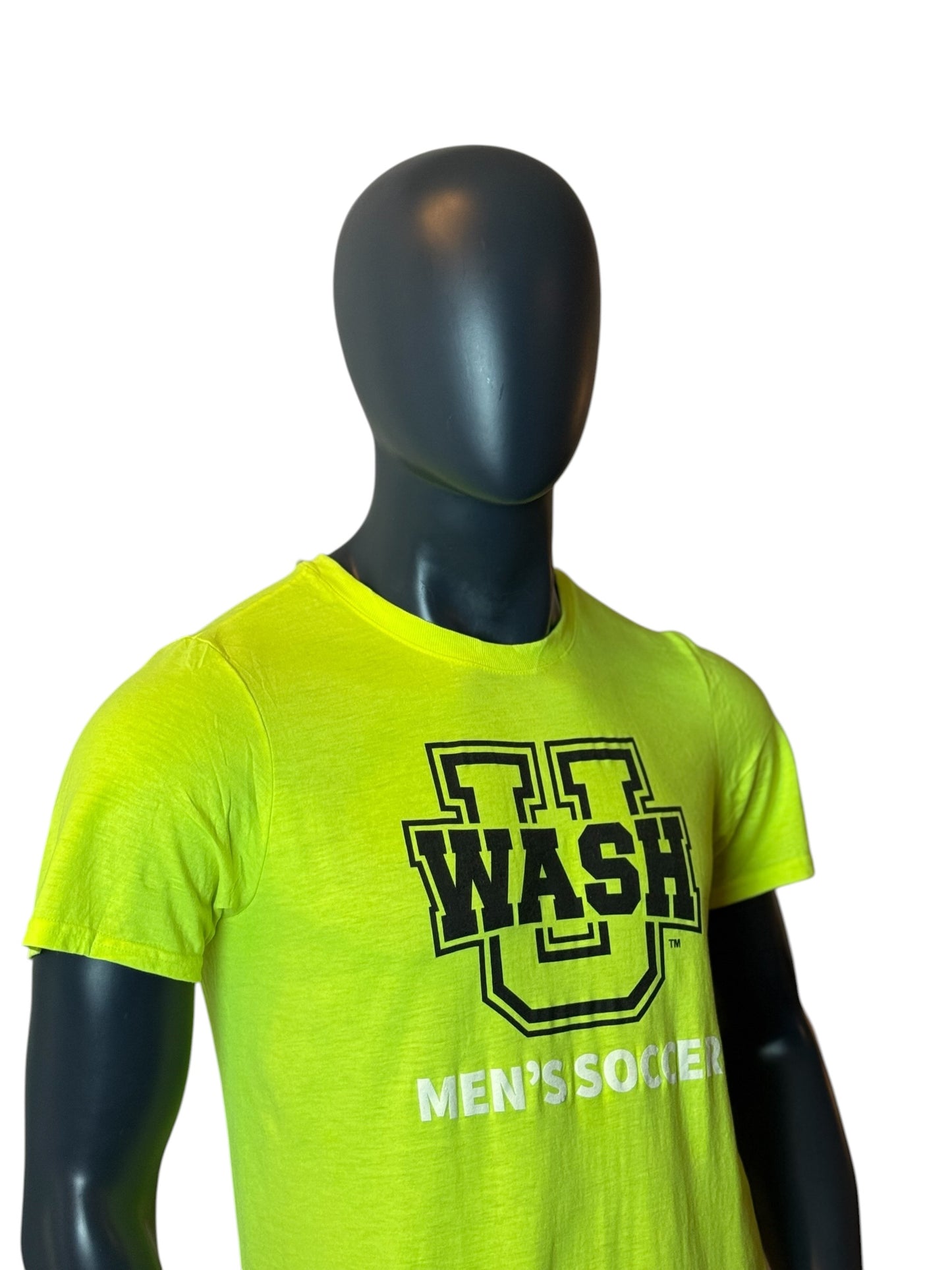 Sports Graphic T-Shirt Neon Green Style “WASH U Men’s Soccer” Size M