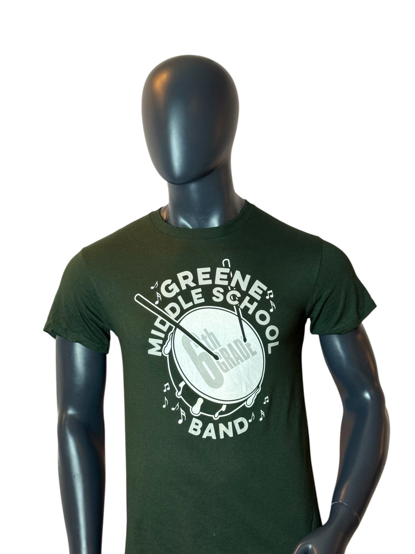 Band Graphic Vintage Style T-Shirt Green “Greene Middle School Band” Size S