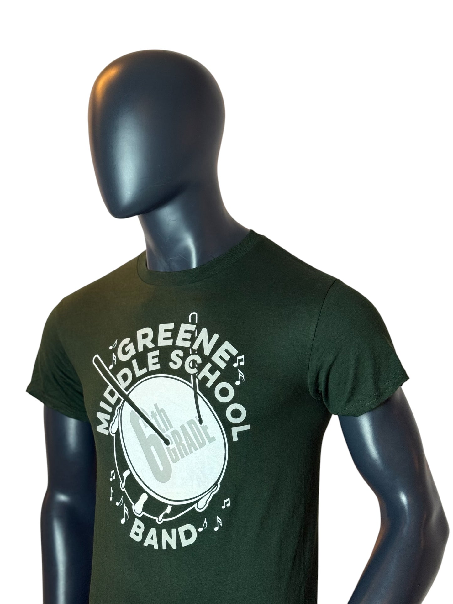 Band Graphic Vintage Style T-Shirt Green “Greene Middle School Band” Size S