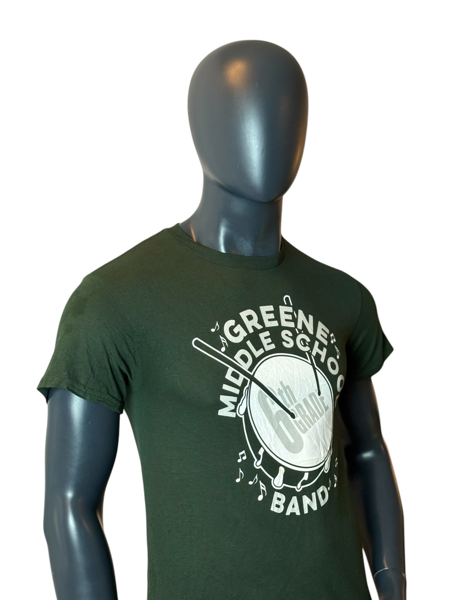 Band Graphic Vintage Style T-Shirt Green “Greene Middle School Band” Size S