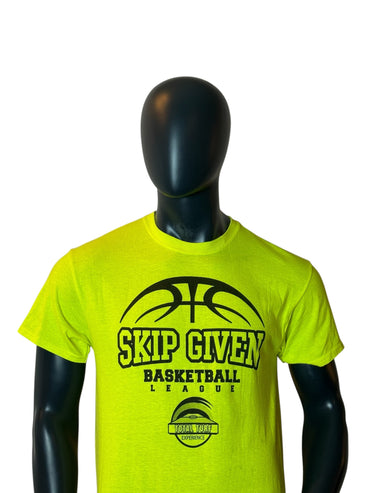 T-shirt graphique vintage de basketball vert fluo « Skip Given League » Taille M