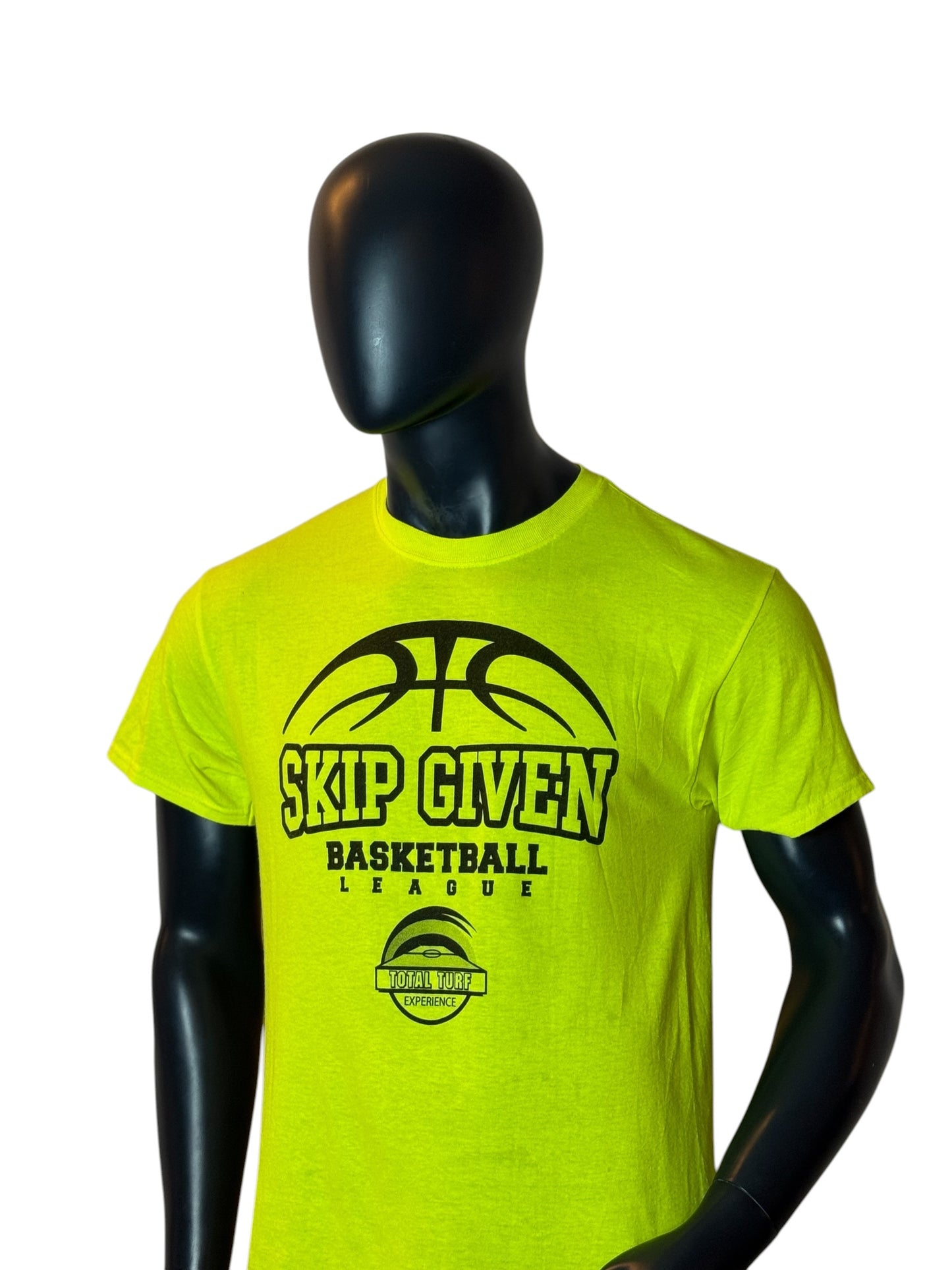 Basketball Vintage Graphic T Shirt Neon Green “Skip Given League” Size M