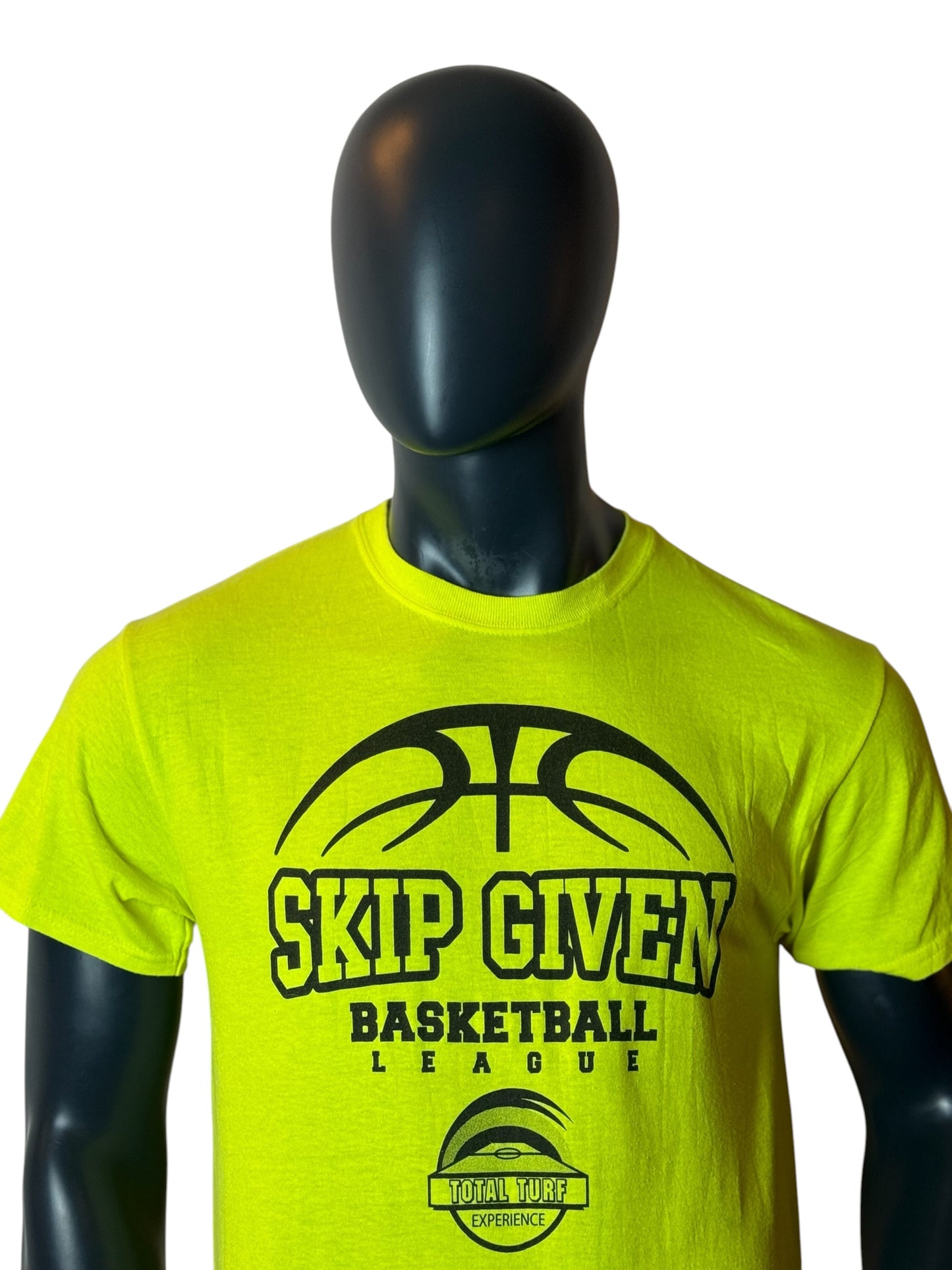 Basketball Vintage Graphic T Shirt Neon Green “Skip Given League” Size M
