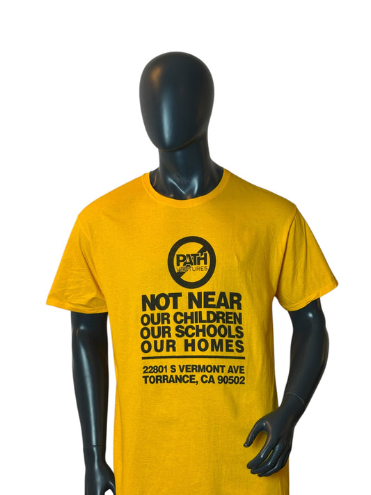 Vintage Graphic Statement T Shirt Yellow Not Near Our Children