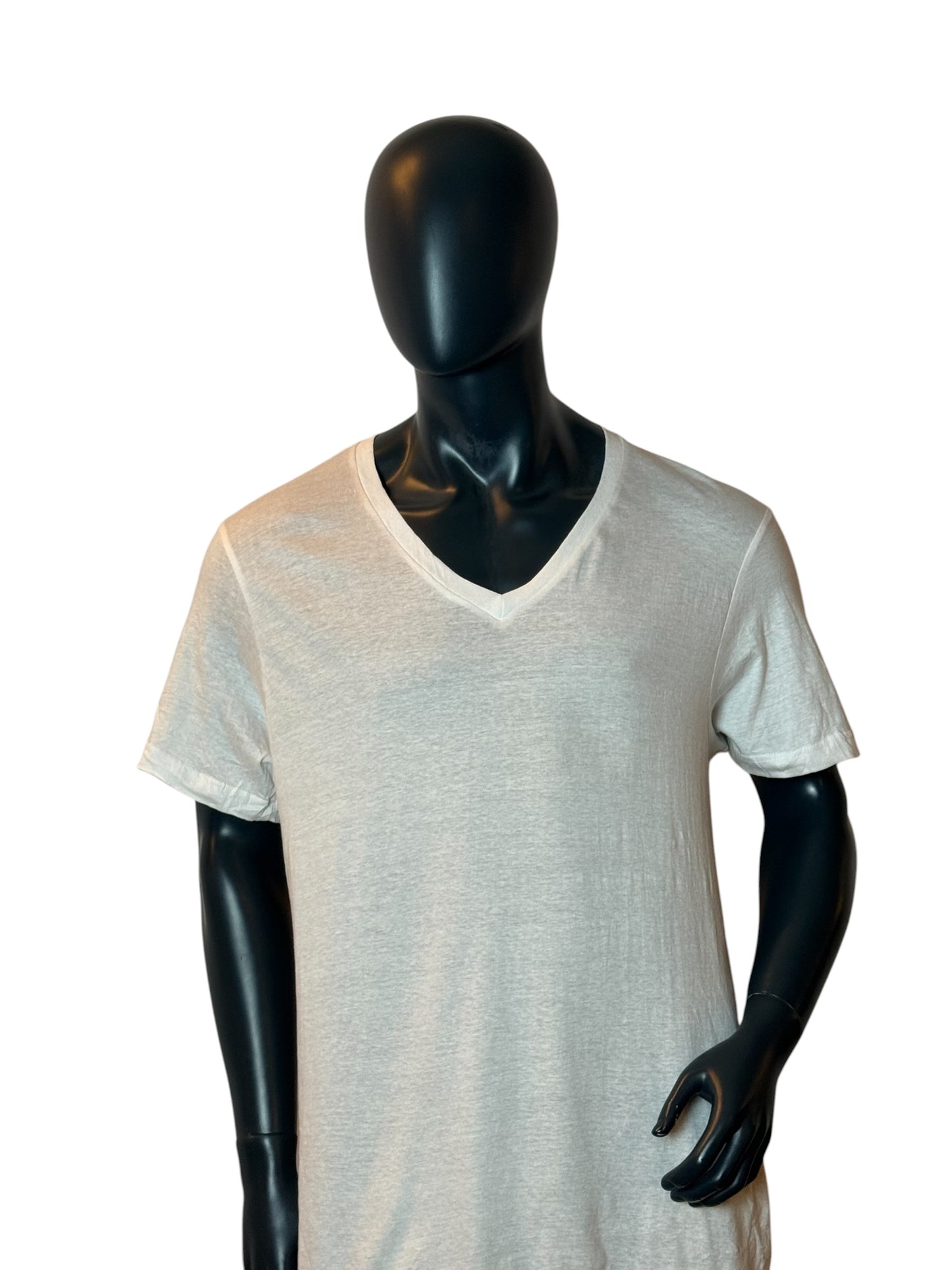 Basic V-Neck T Shirt White Minimal Essential Size XL