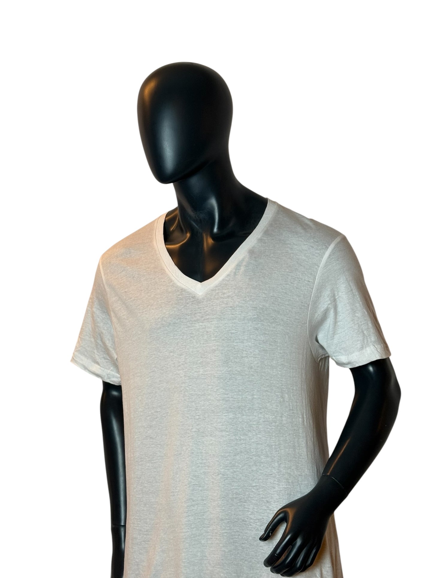 Basic V-Neck T Shirt White Minimal Essential Size XL