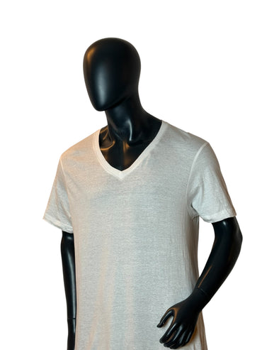 T-Shirt Col V Basique Blanc Minimal Indispensable Taille XL