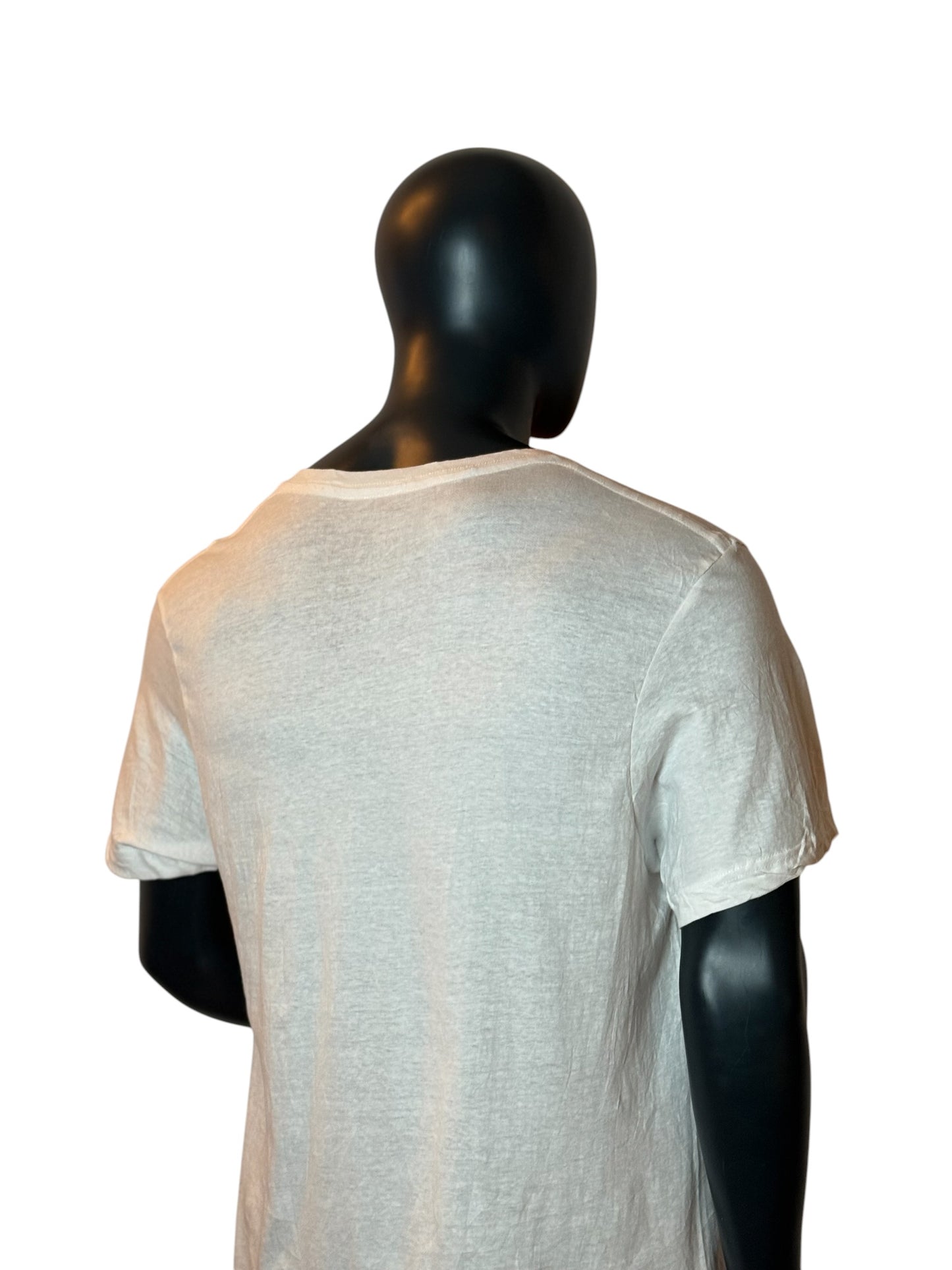 Basic V-Neck T Shirt White Minimal Essential Size XL