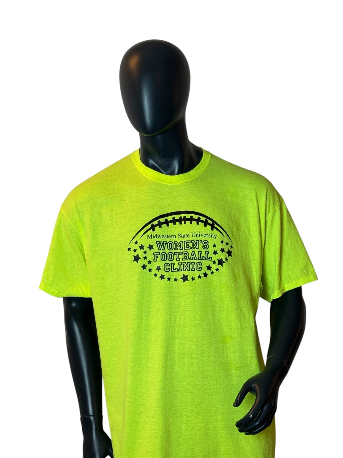 Vintage Women’s Football Clinic T Shirt Neon Green MSU Size 2XL