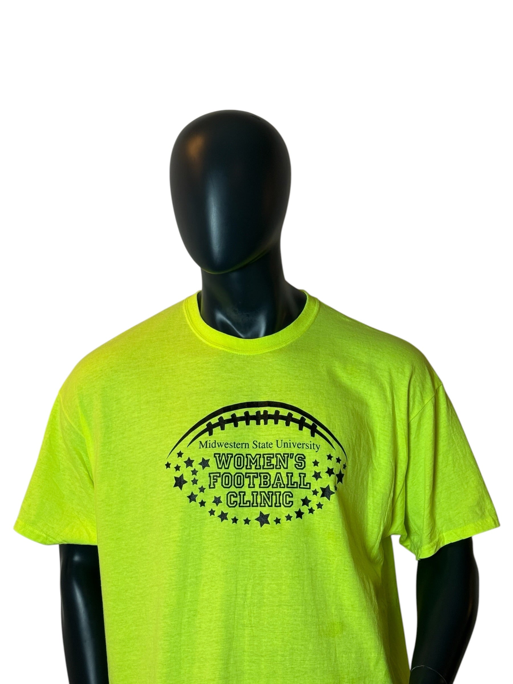 Vintage Womens Football Clinic T Shirt Neon Green MSU