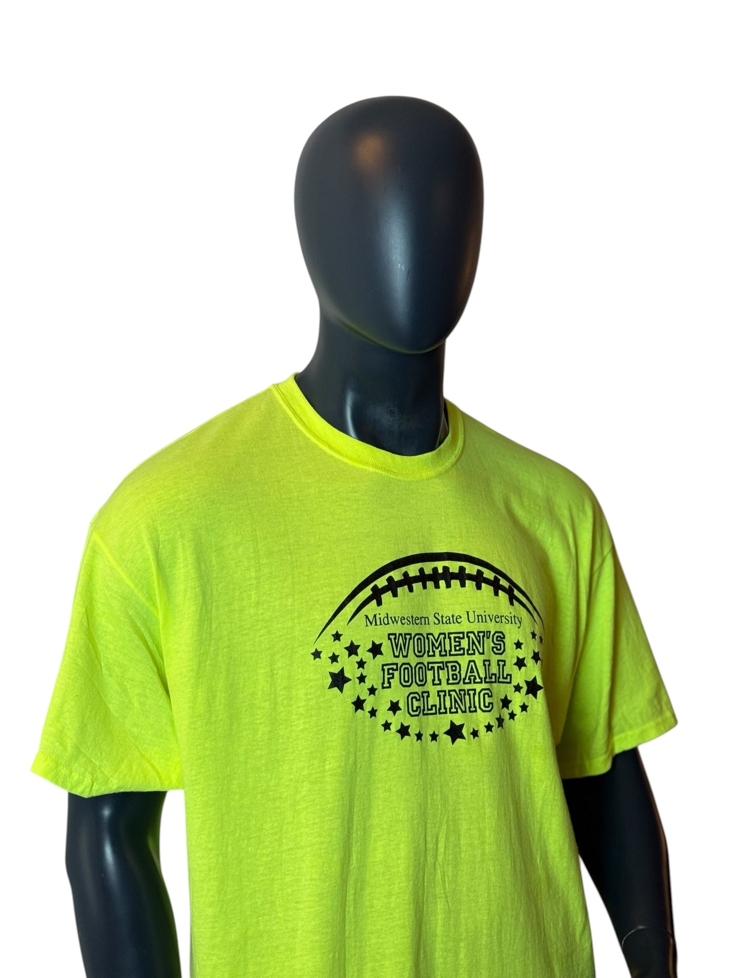 Vintage Women’s Football Clinic T Shirt Neon Green MSU Size 2XL