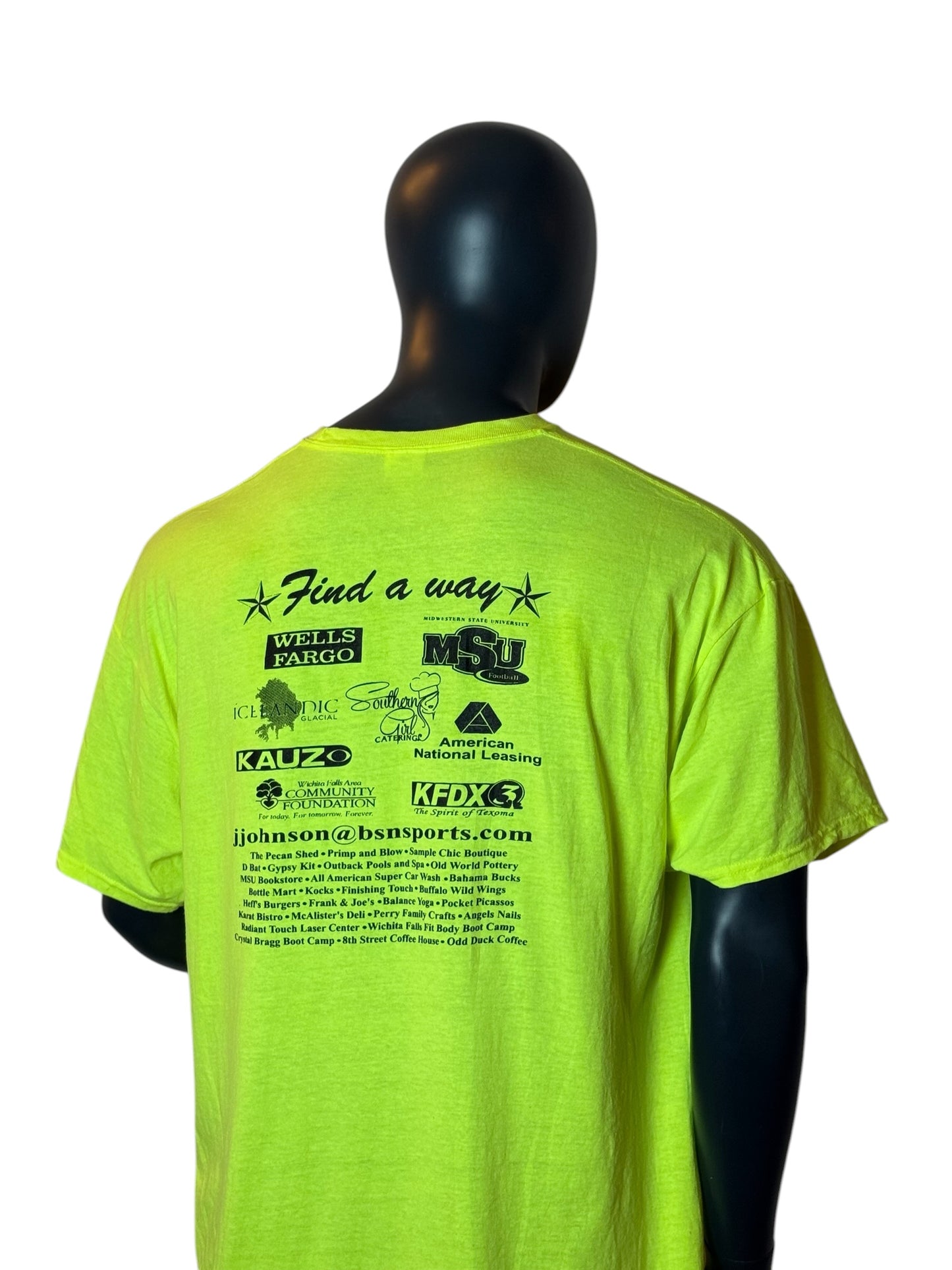 Vintage Women’s Football Clinic T Shirt Neon Green MSU Size 2XL