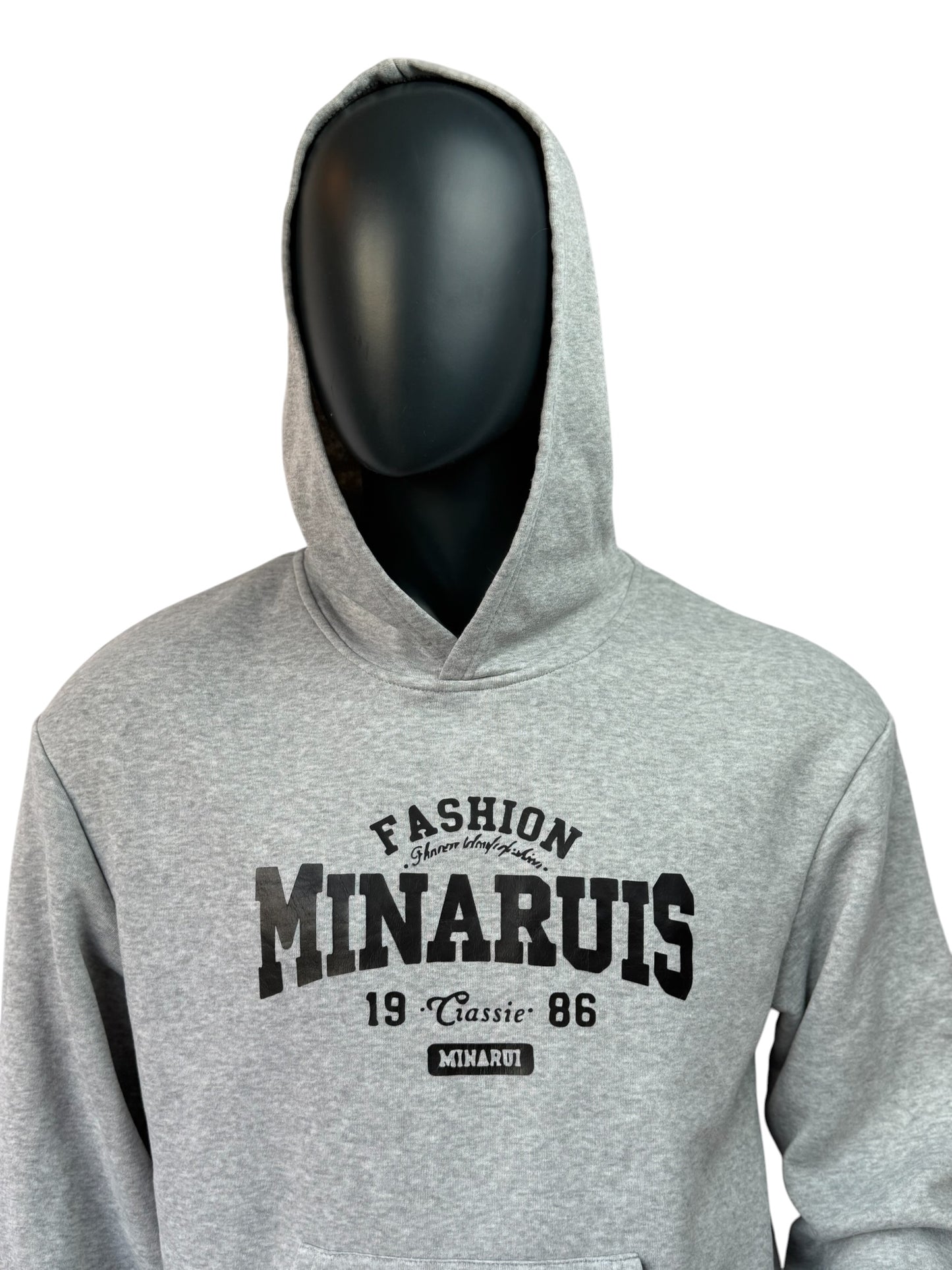 Vintage Style Hoodie, Grau, 90s Retro Streetwear Sweater Size M