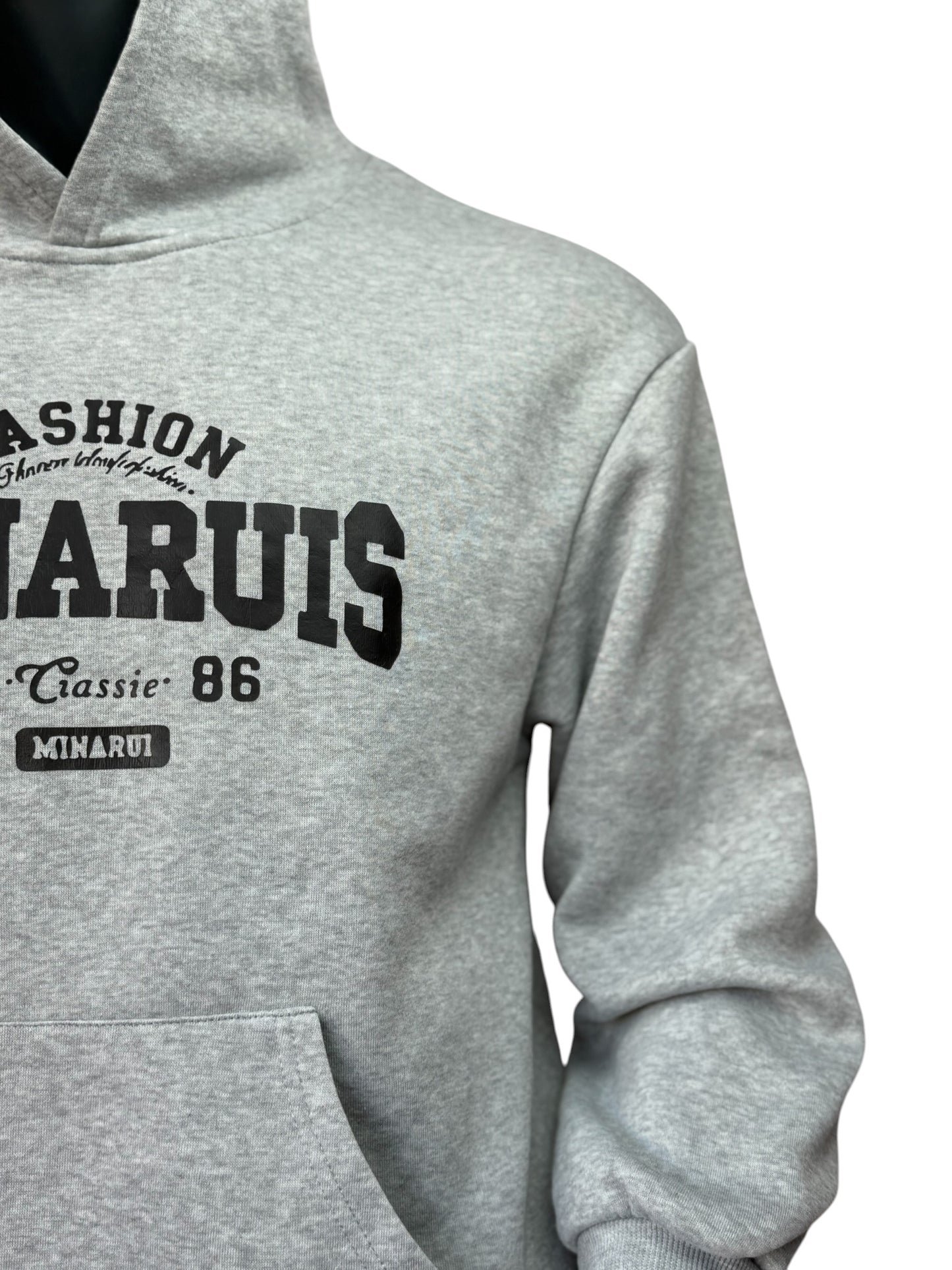 Vintage Style Hoodie, Grau, 90s Retro Streetwear Sweater Size M