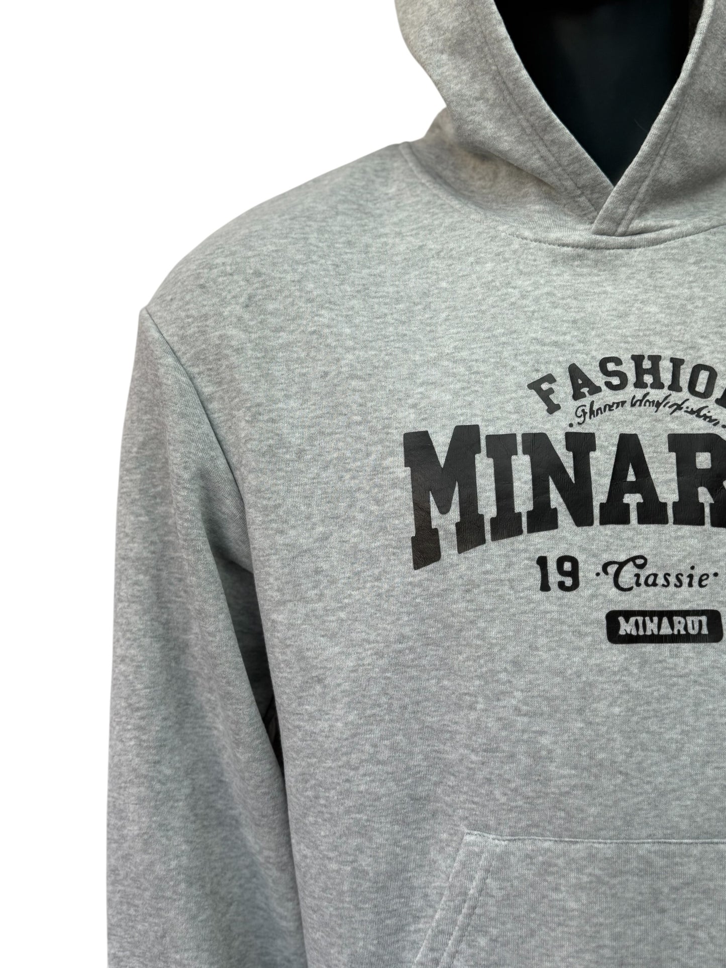 Vintage Style Hoodie, Grau, 90s Retro Streetwear Sweater Size M