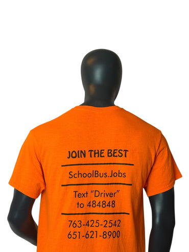 T-shirt Vintage School Bus Route EO, motif orange, coton épais, taille L