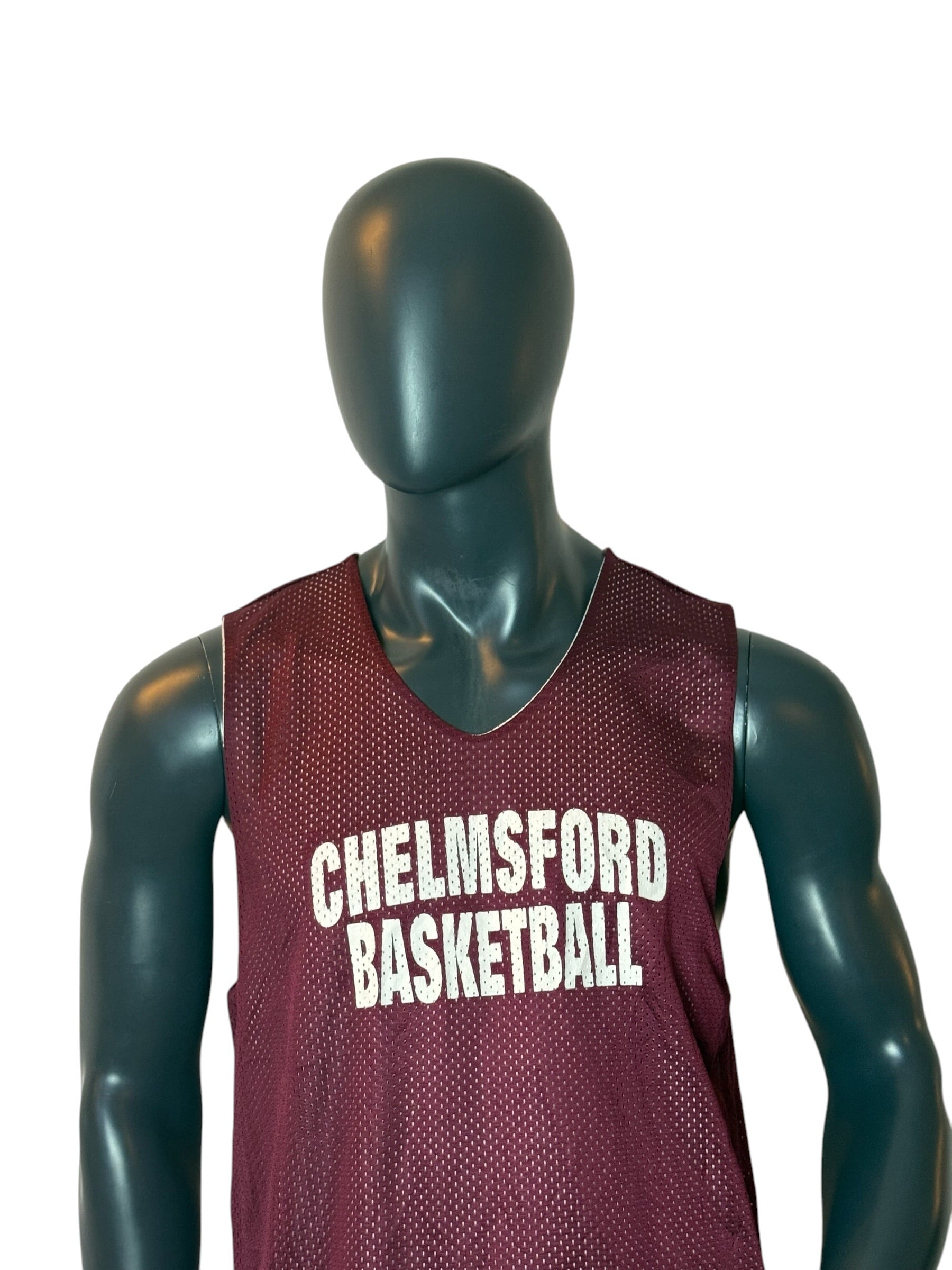 Vintage Chelmsford Basketball Jersey Burgundy Mesh Number 10
