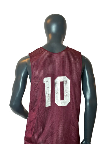 Maillot de basket Chelmsford vintage bordeaux en mesh numéro 10 taille L