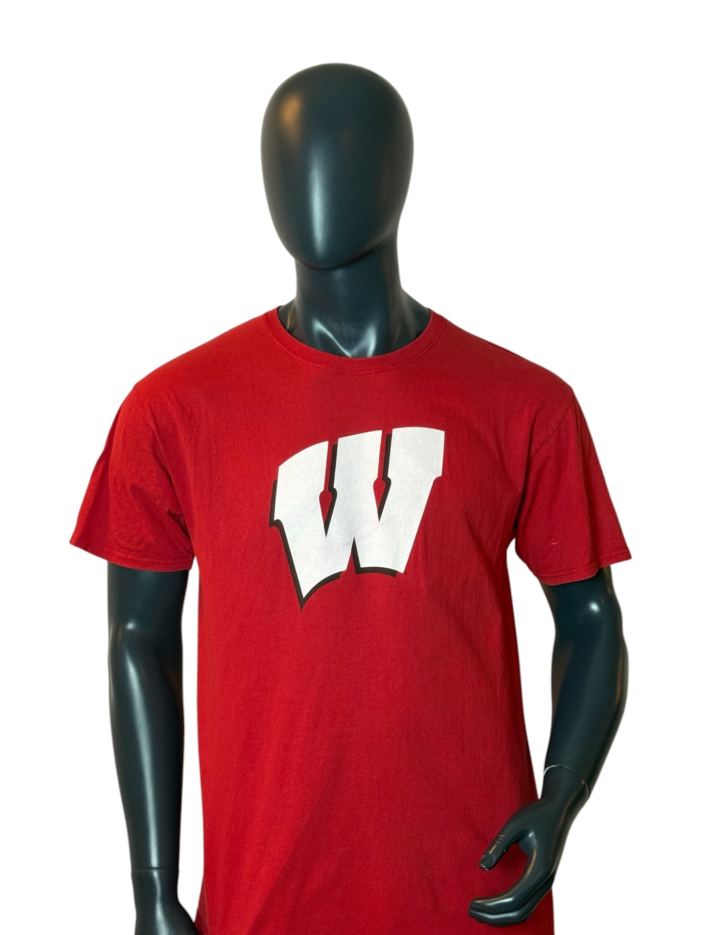 Wisconsin Badgers T Shirt Red Big Logo College Vintage Retro Style Size L