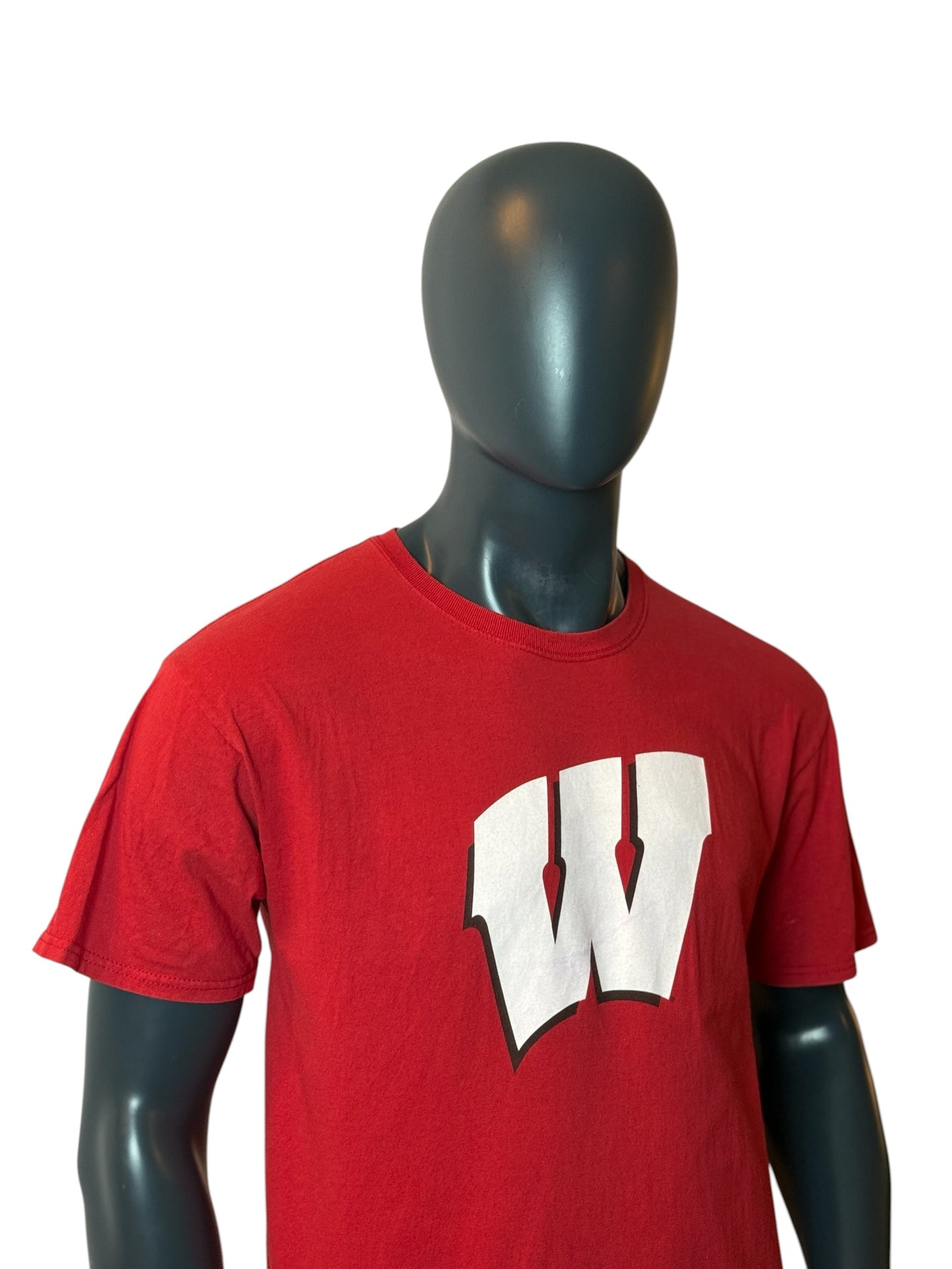 Wisconsin Badgers T Shirt Red Big Logo College Vintage Retro Style Size L