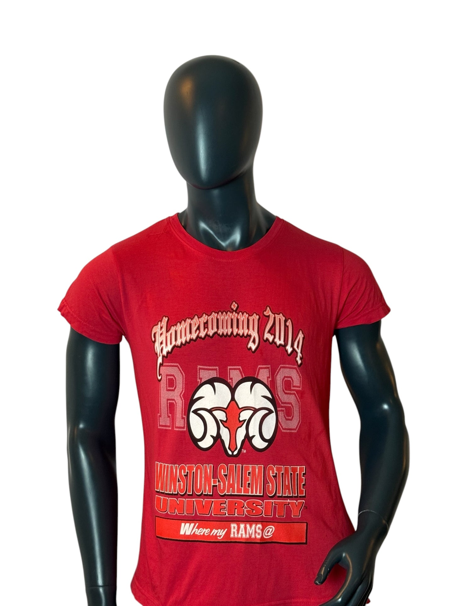 Winston Salem State University Rams T Shirt Homecoming 2014 Vintage Retro Red Size M