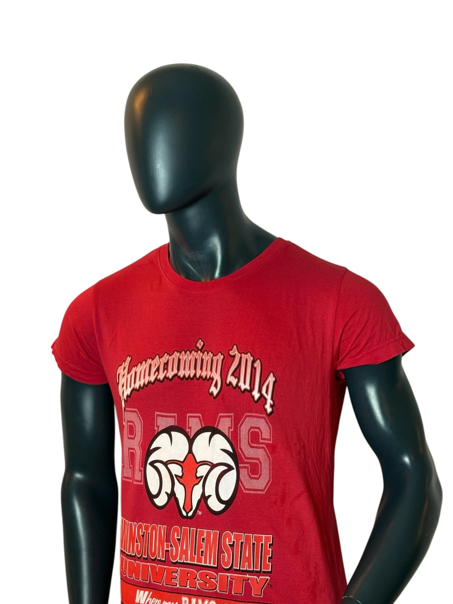 Winston Salem State University Rams T Shirt Homecoming 2014 Vintage Retro Red Size M