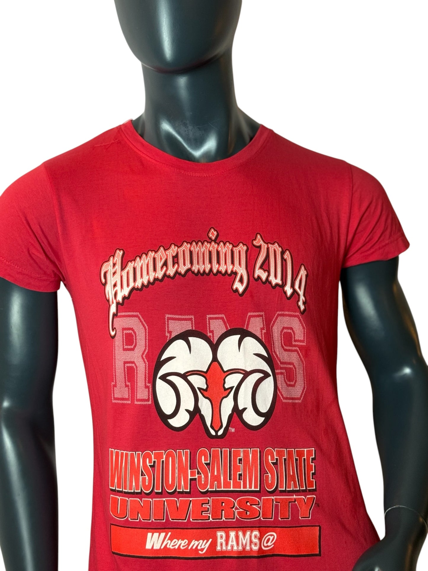 Winston Salem State University Rams T Shirt Homecoming 2014 Vintage Retro Red Size M