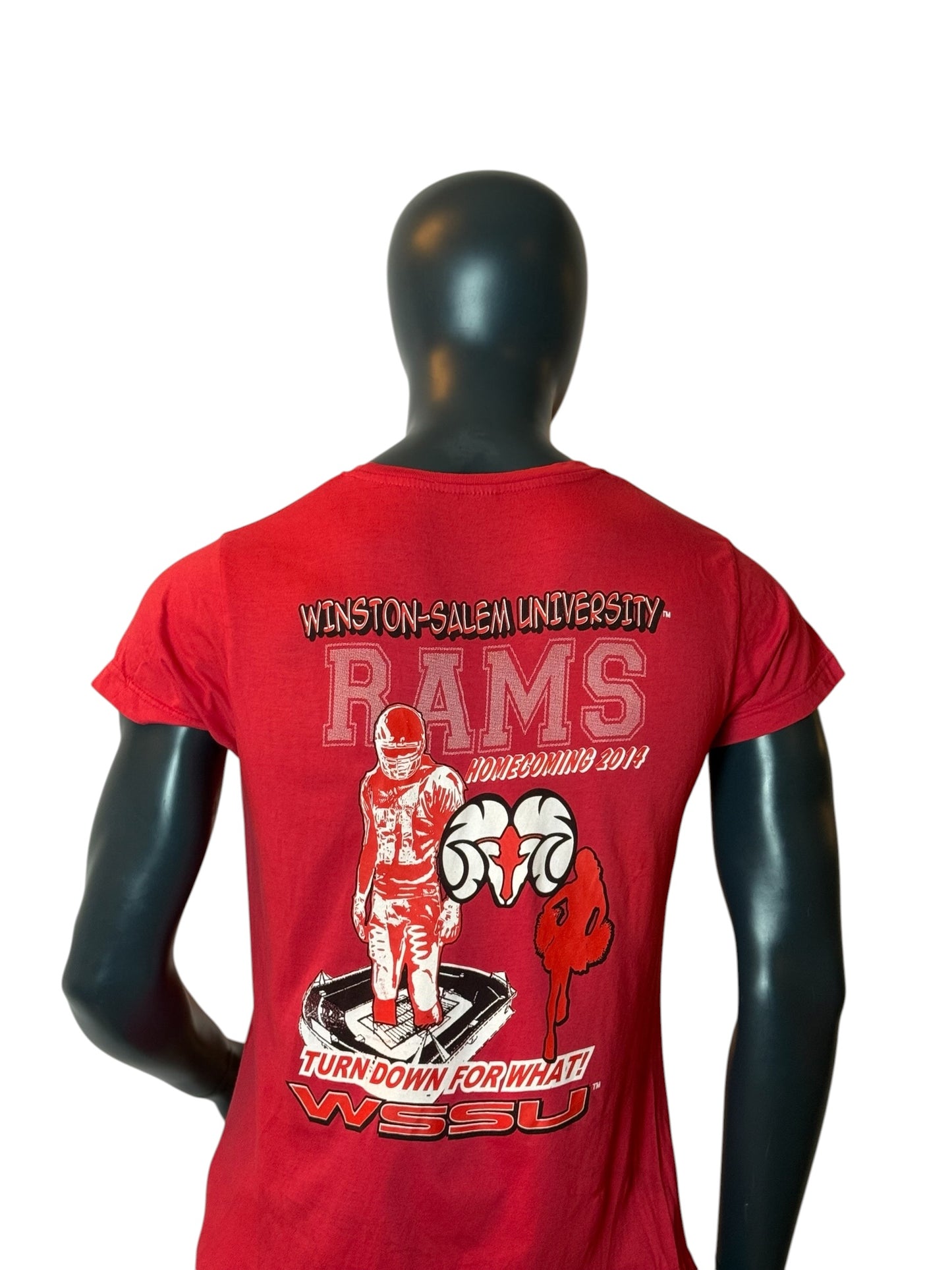 Winston Salem State University Rams T Shirt Homecoming 2014 Vintage Retro Red Size M