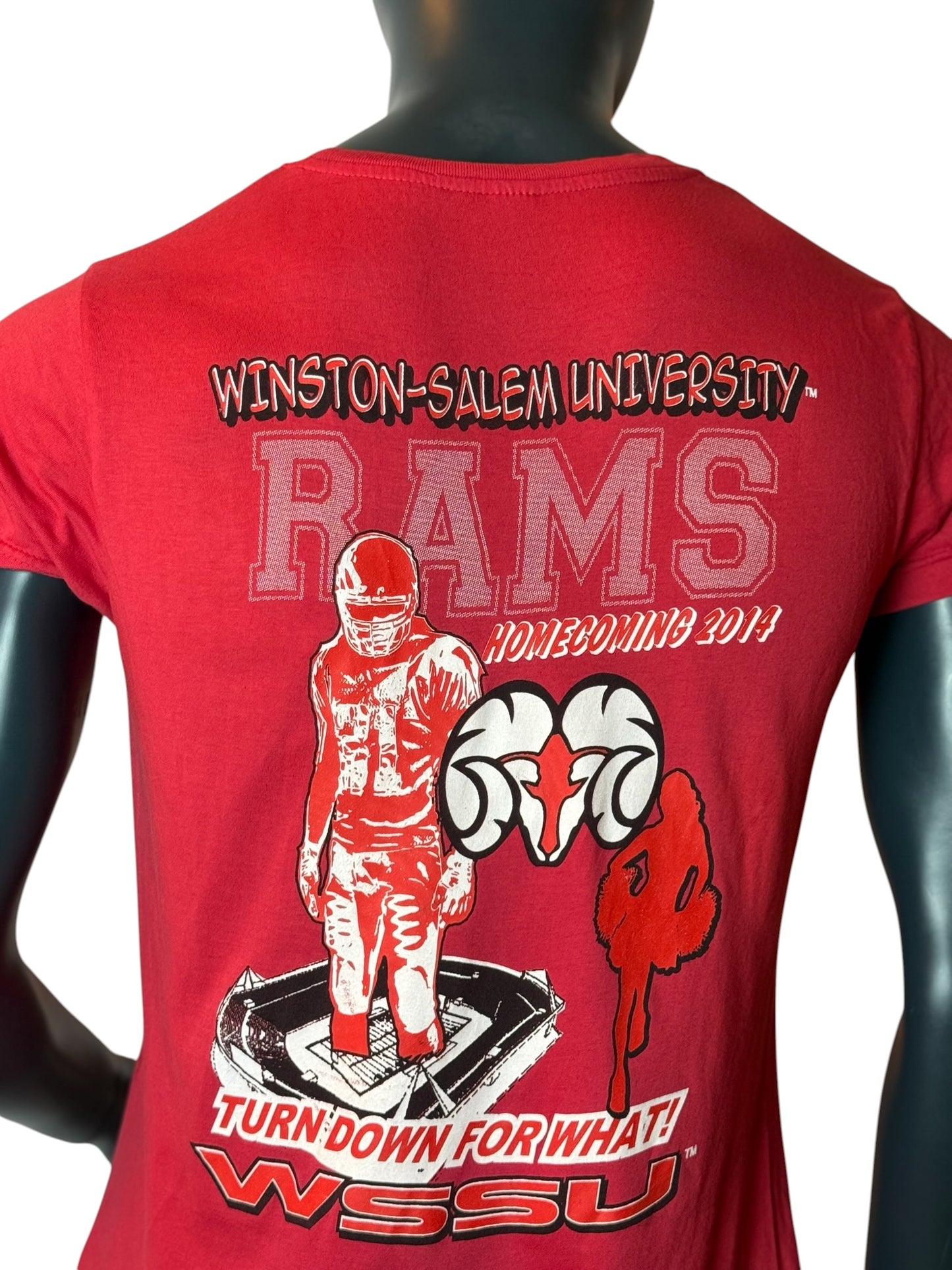 Winston Salem State University Rams T Shirt Homecoming 2014 Vintage Retro Red Size M